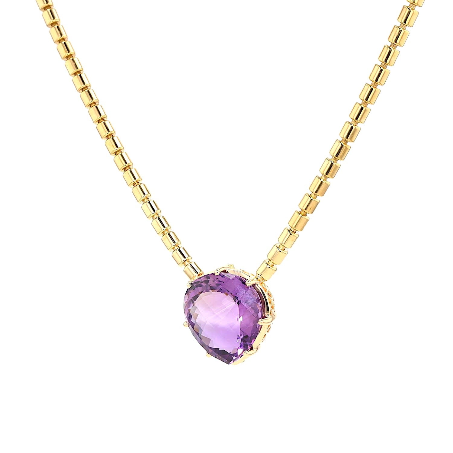 Piaget necklace with Brilliants, Pendant from Wempe with an amethyst approx. 74 ct in 750 gold, hanging further away and turned slightly to the left