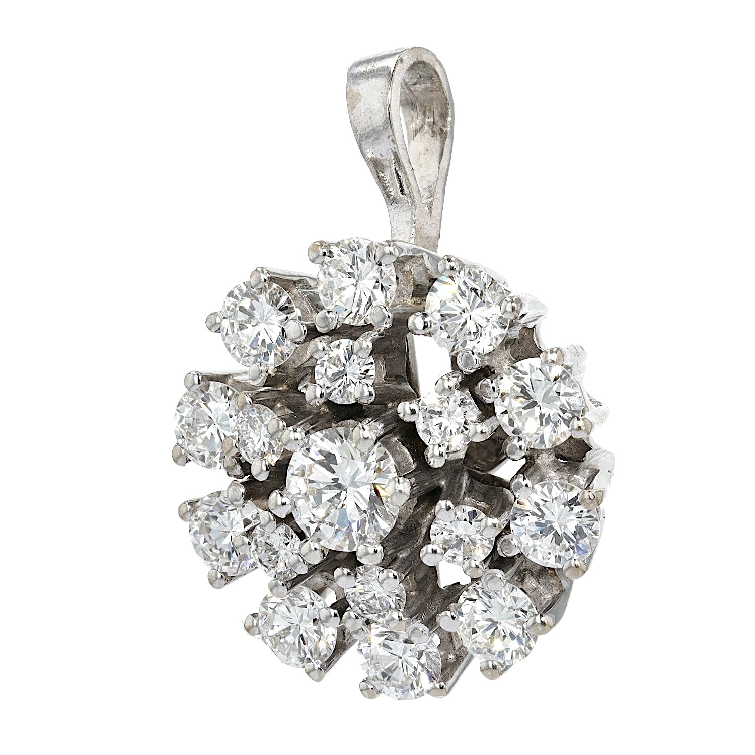 Vintage Anhänger in 585er Weißgold mit insgesamt ca. 1,64 ct Brillanten, hängend links gedreht