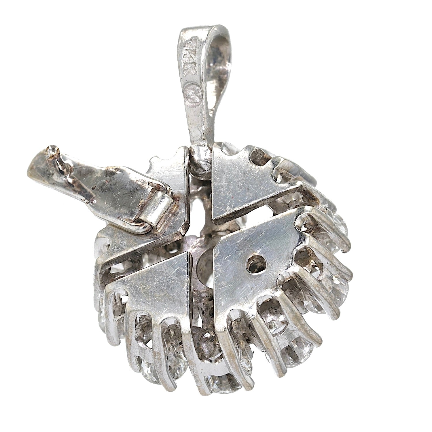 Vintage Anhänger in 585er Weißgold mit insgesamt ca. 1,64 ct Brillanten, hängend Rückseite