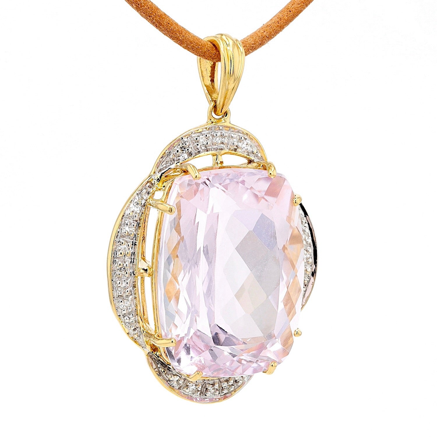 Anhänger 18 kt Gelbgold mit einem großen Kunzit, hängend rechts gedreht