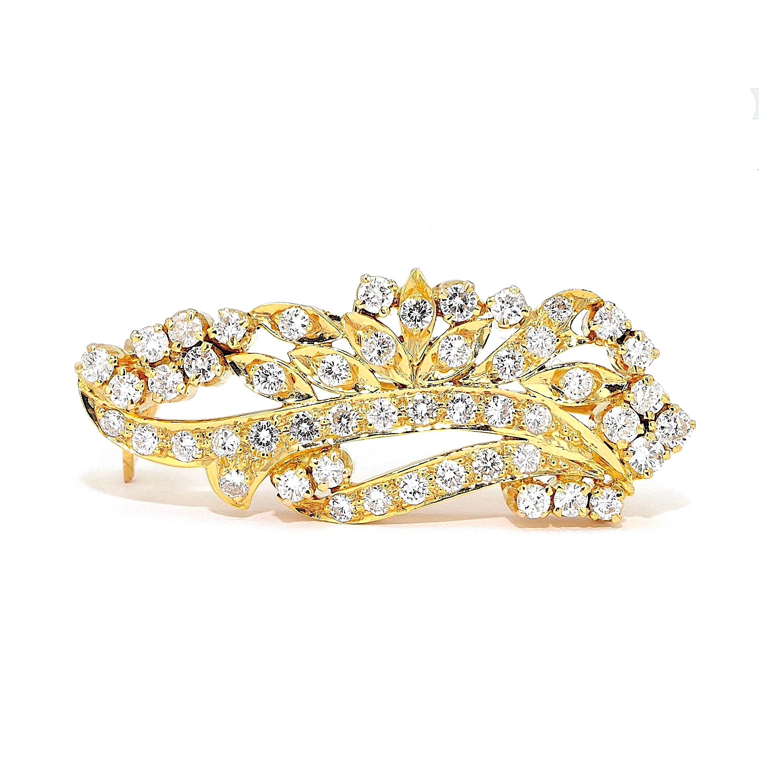 Brosche in 585er Gold mit Brillanten, liegend frontal