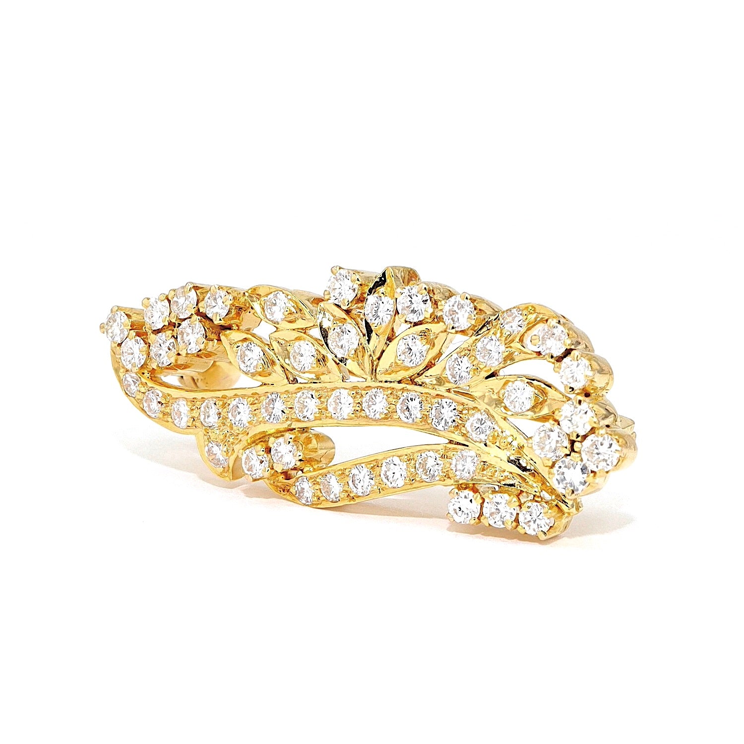 Brosche in 585er Gold mit Brillanten, liegend links gedreht