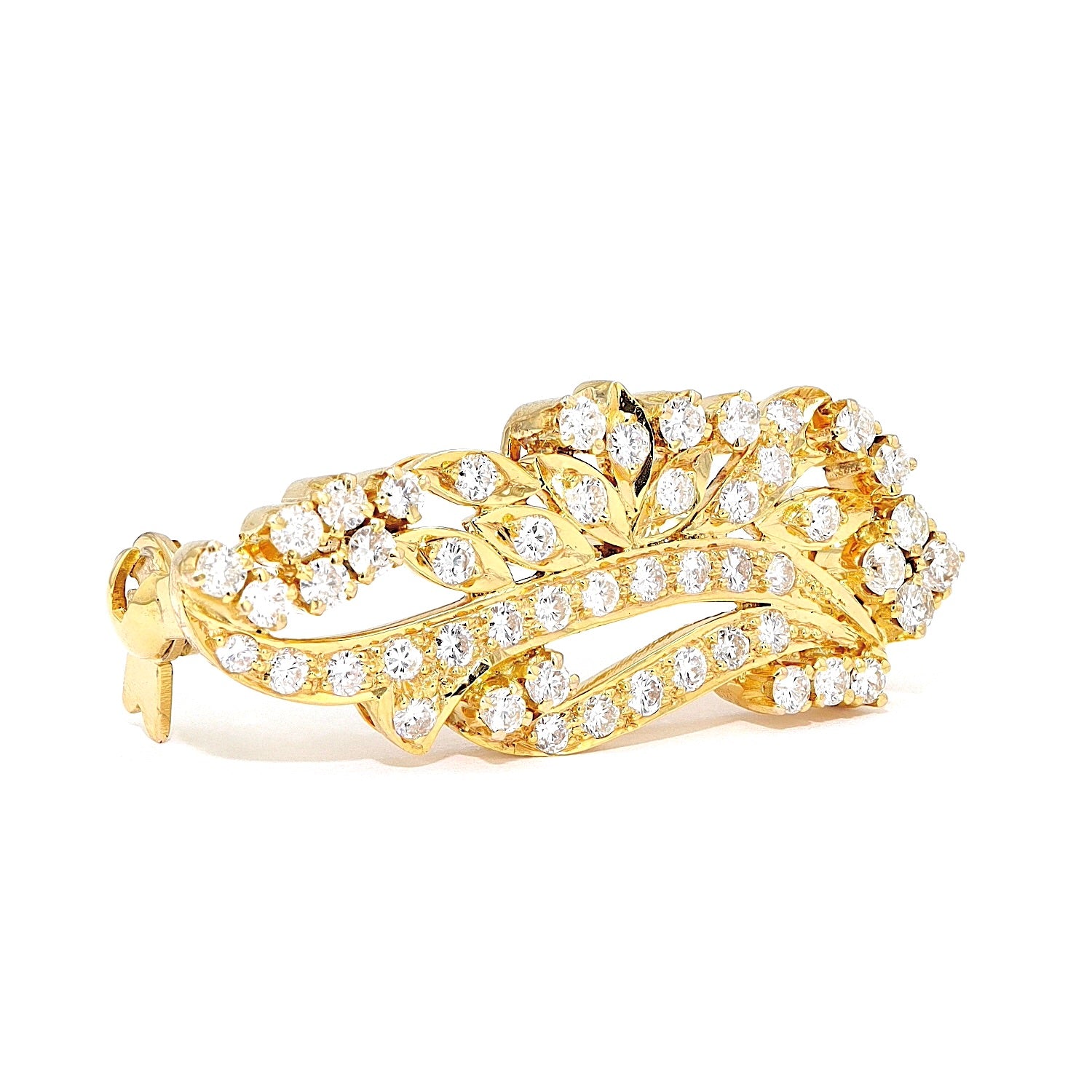 Brosche in 585er Gold mit Brillanten, liegend rechts gedreht