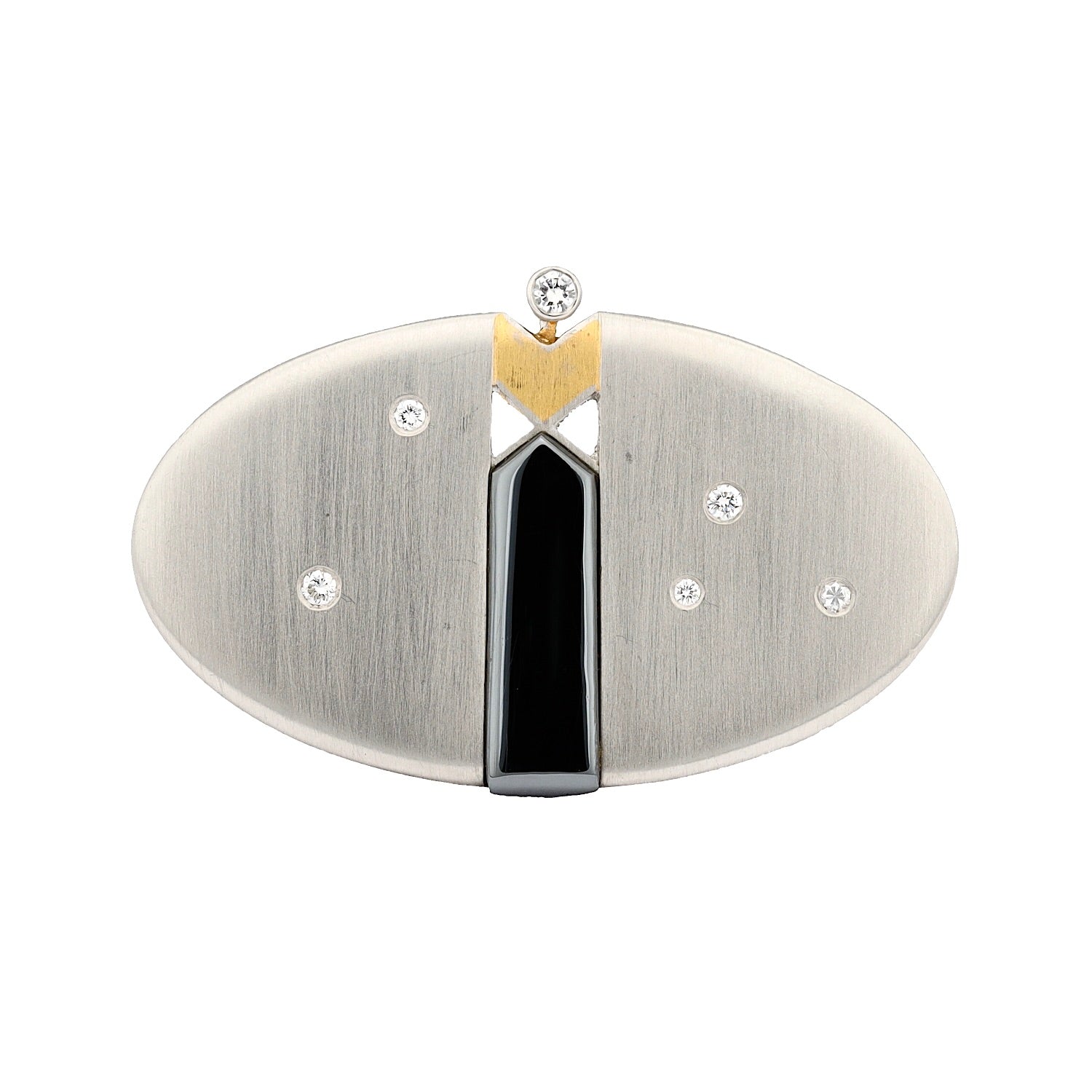 Brosche / Anhänger aus 950er Platin mit Brillanten, liegend frontal