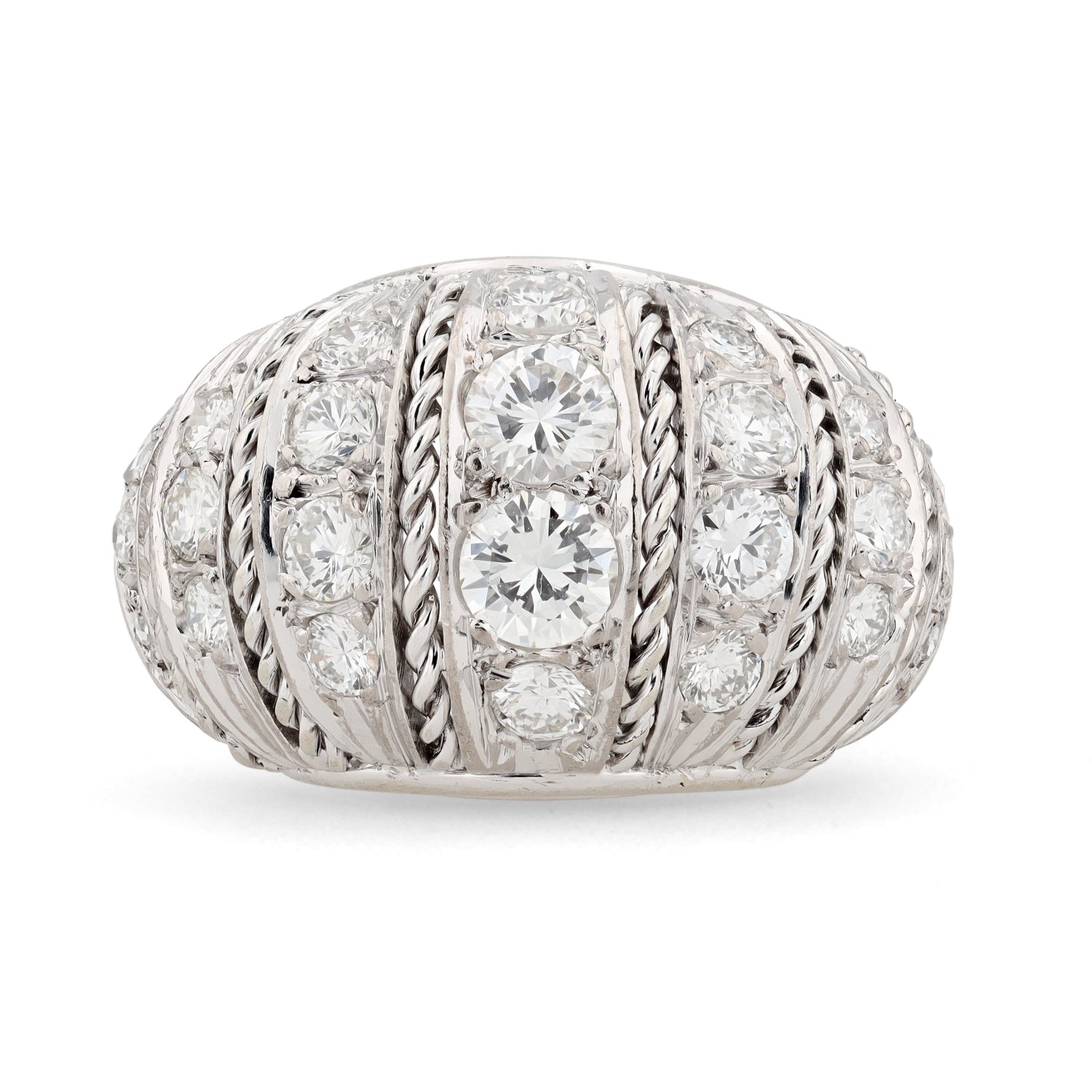 Ring in 585er Weißgold mit Brillanten und Diamanten, liegend frontal