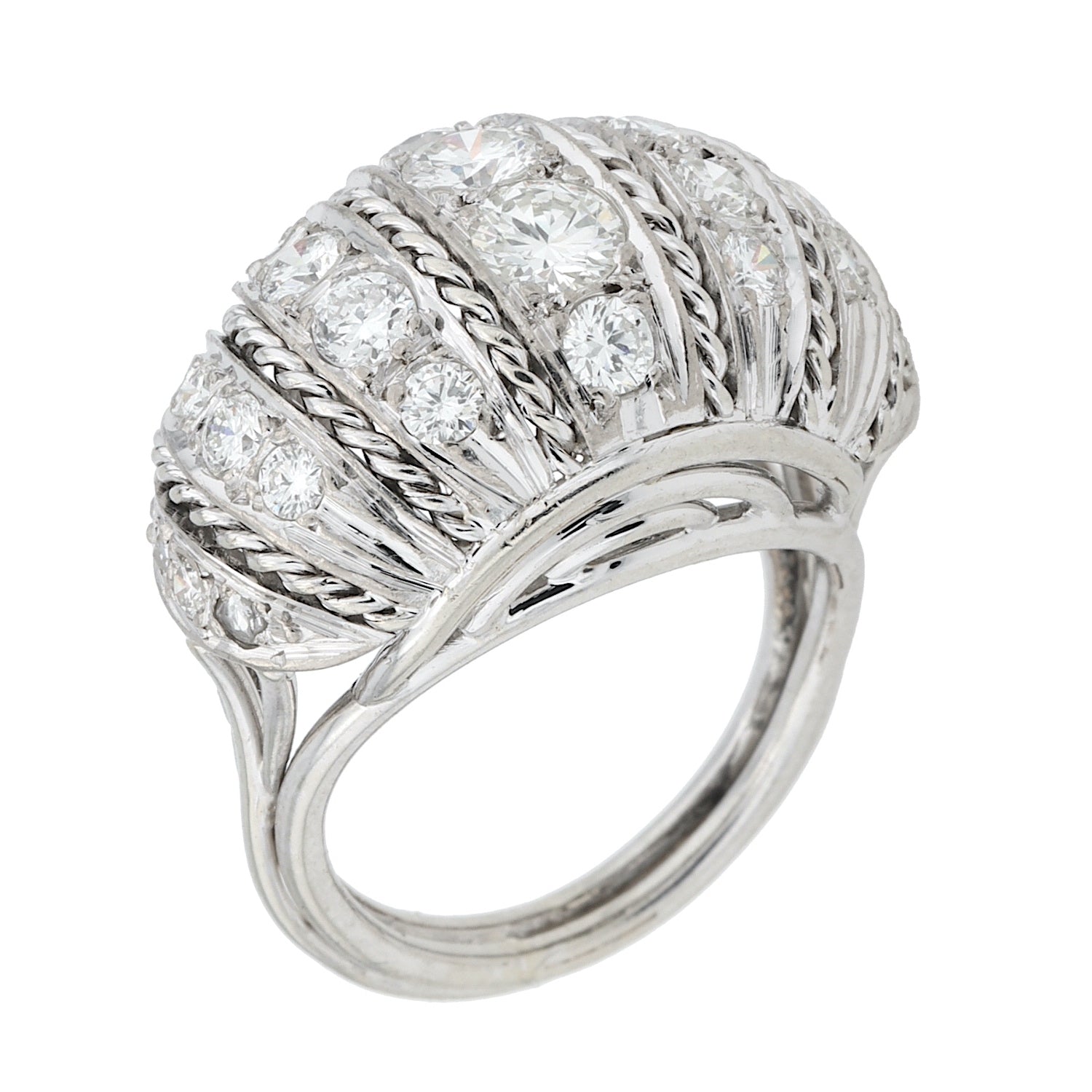 Ring in 585er Weißgold mit Brillanten und Diamanten, stehend