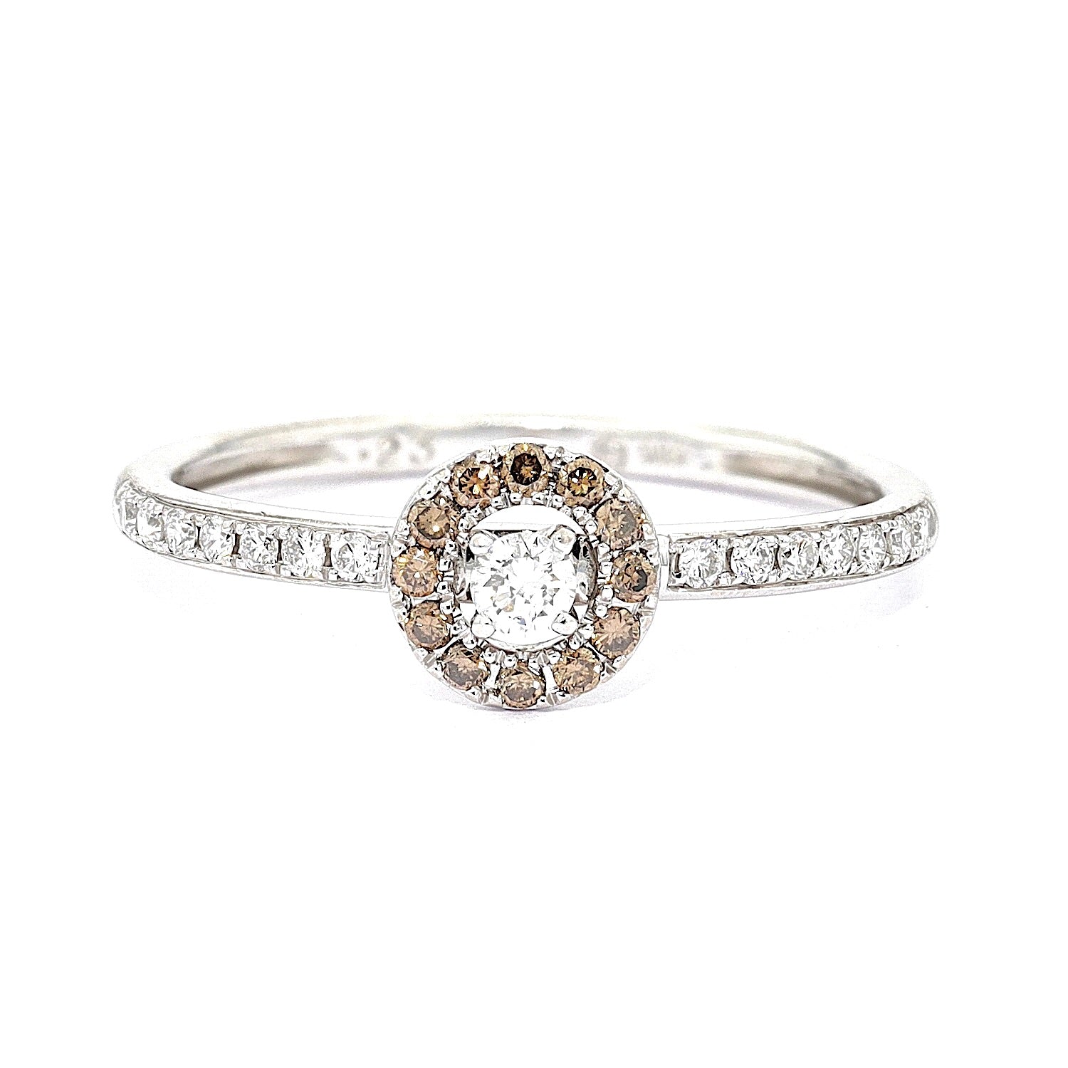 Ring in 585er Weißgold mit Brillanten, liegend frontal