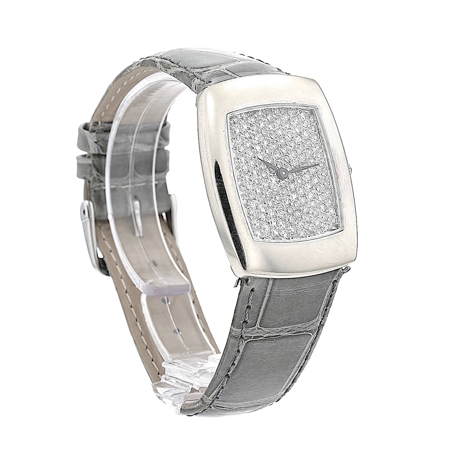 DeLaneau Armbanduhr 18 kt mit insgesamt ca. 2,9 ct Brillanten, stehend rechts gedreht