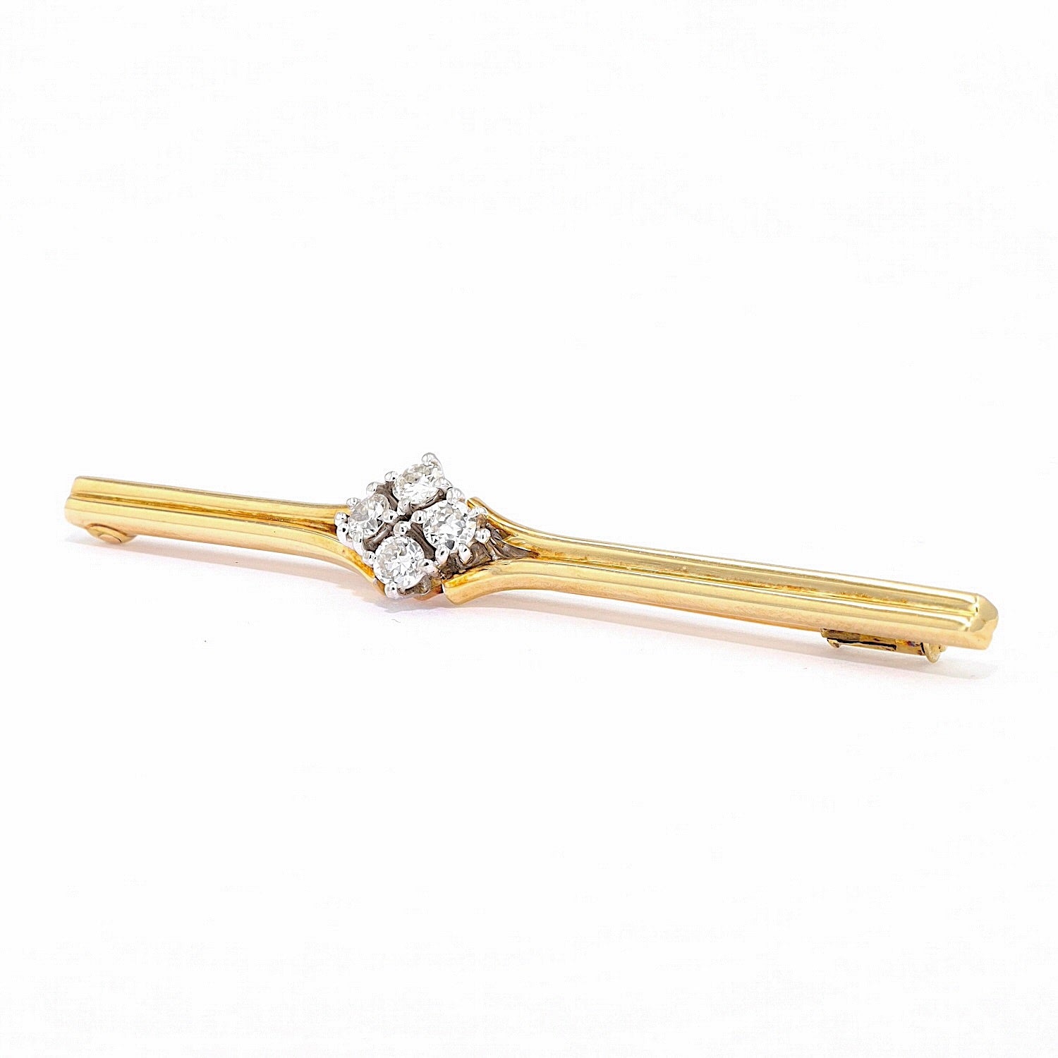 Nadel in 585er Gold mit Brillanten, liegend links gedreht