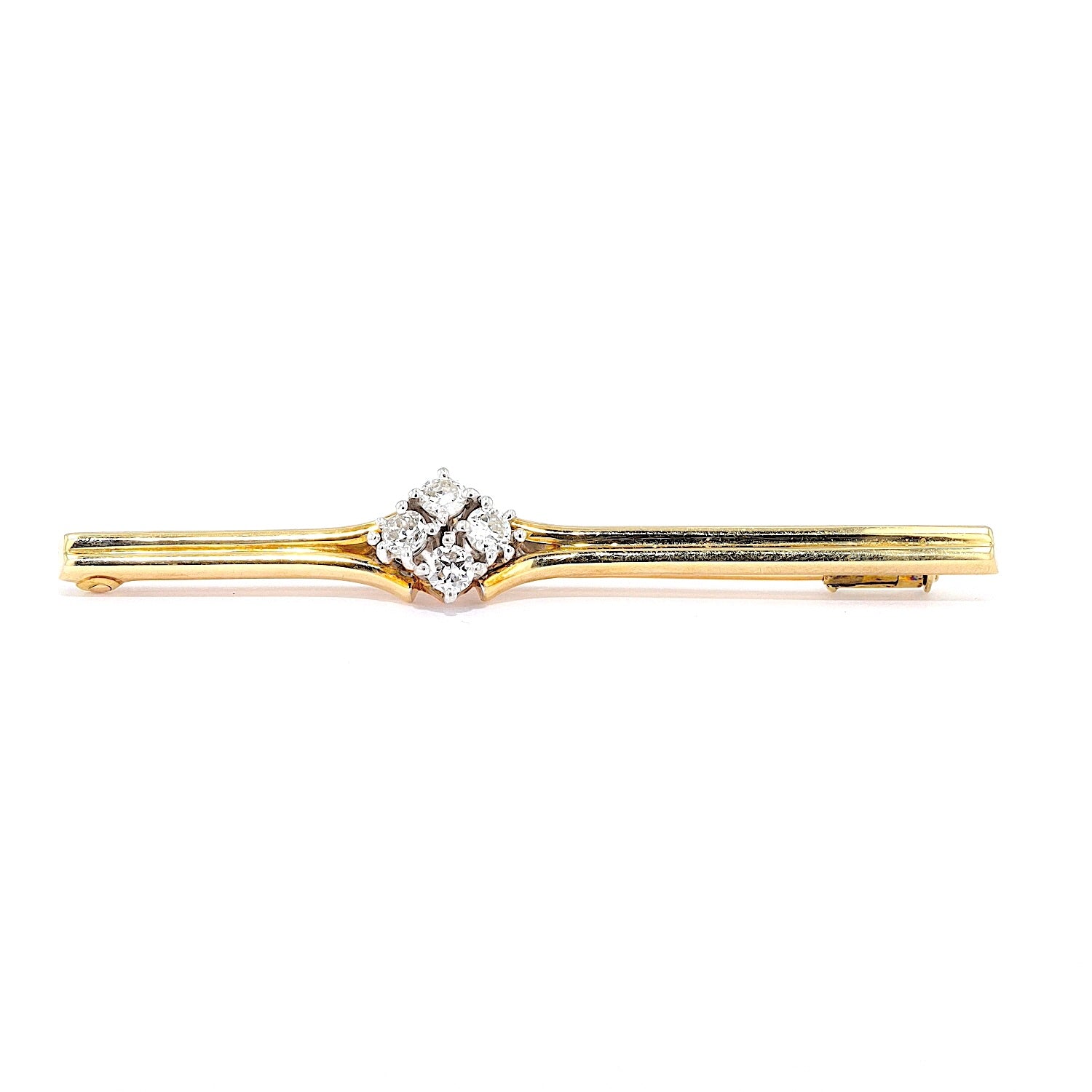 Nadel in 585er Gold mit Brillanten, liegend frontal