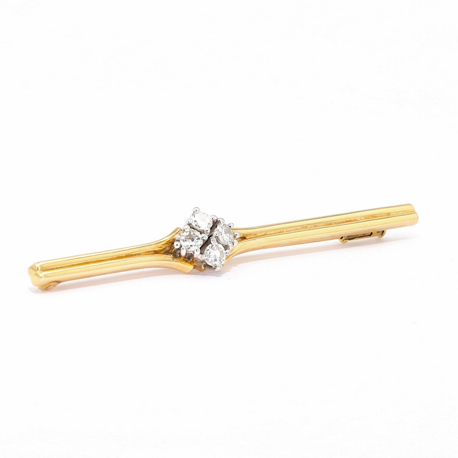 Nadel in 585er Gold mit Brillanten, liegend rechts gedreht