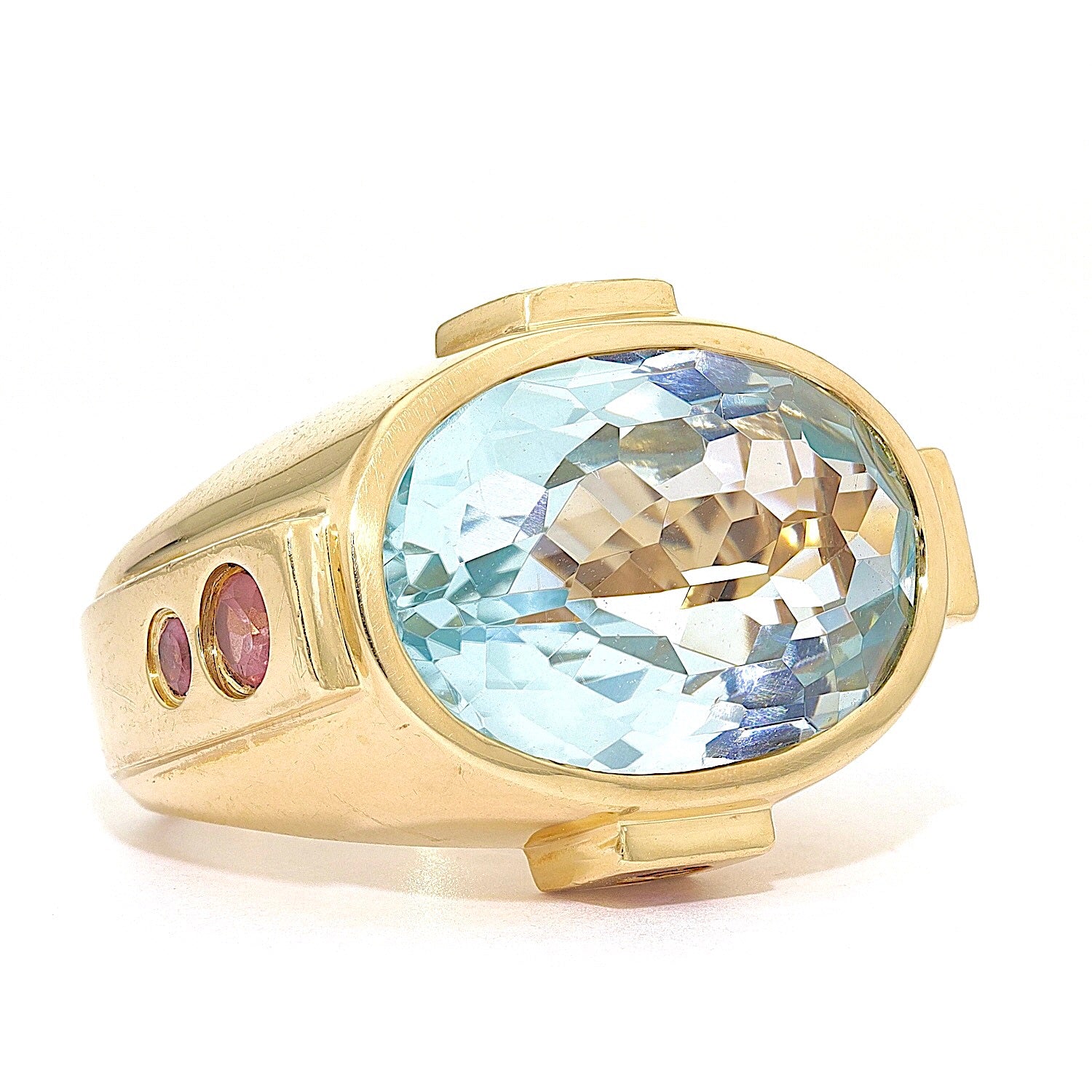 Ring von Jette Joop aus 750er Gelbgold mit einem Topas und Turmalinen, liegend rechts gedreht