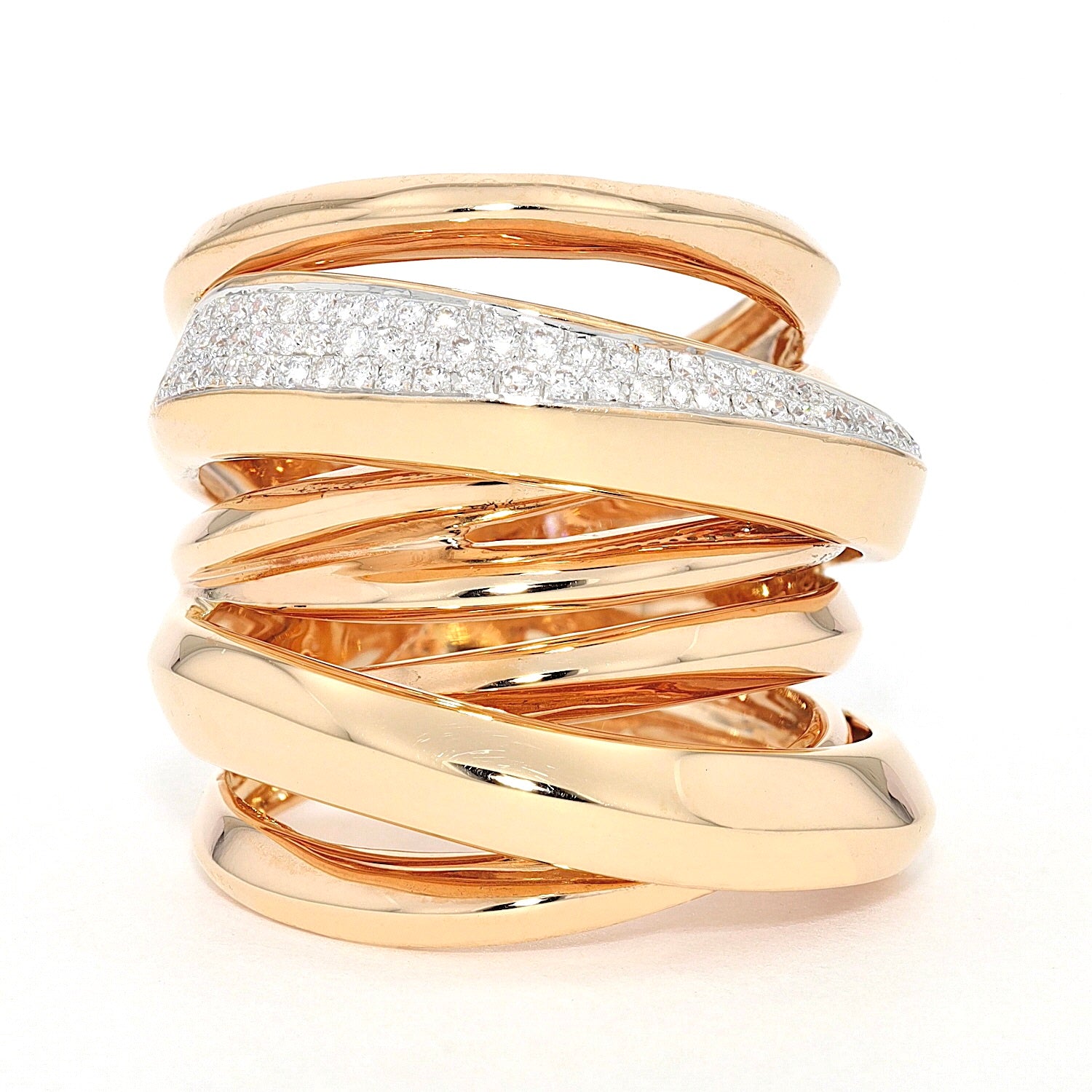 K di Kuore Ring in 750er Rotgold mit Brillanten, stehend rechts gedreht