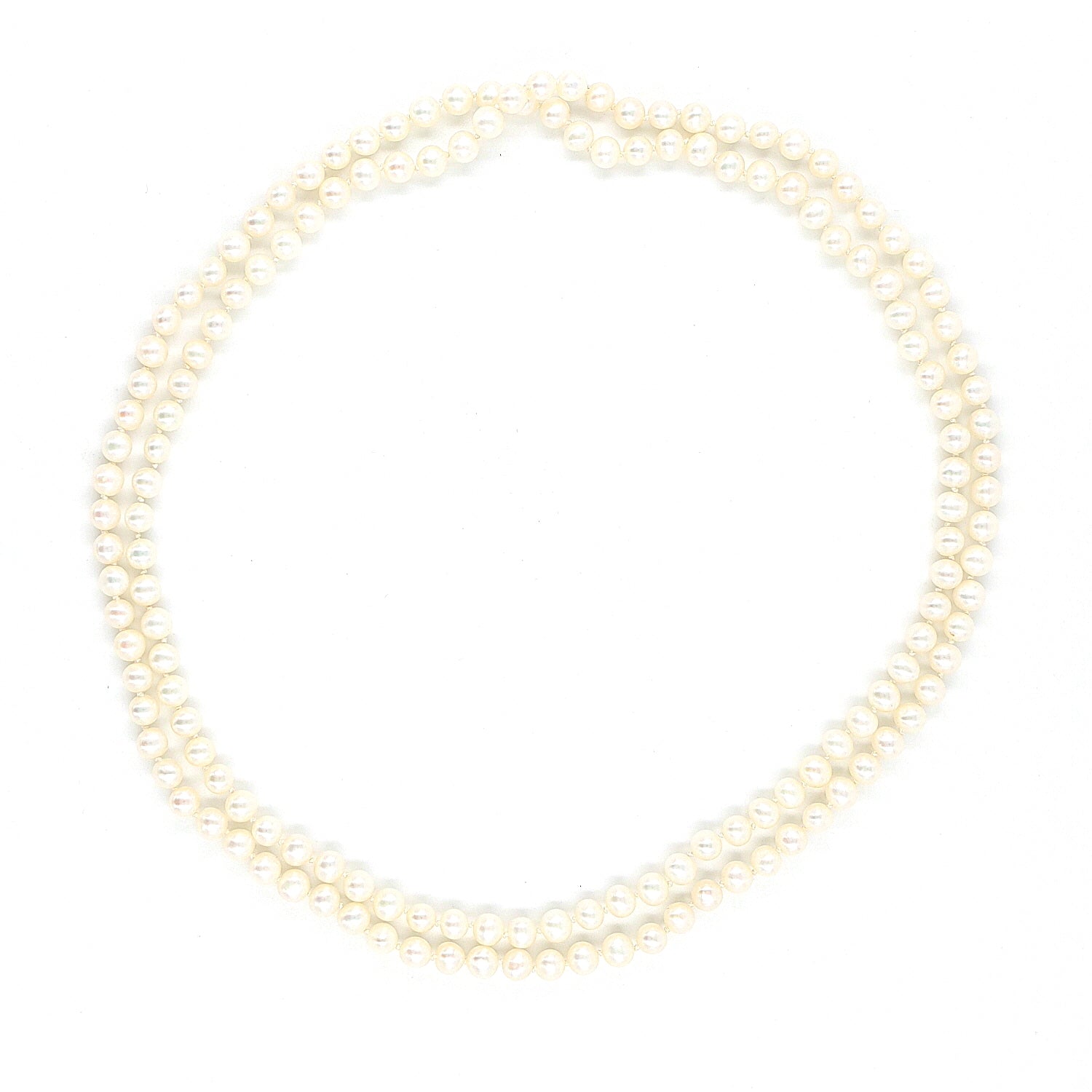 Endloskette mit Akoya-Zuchtperlen, liegend Draufsicht