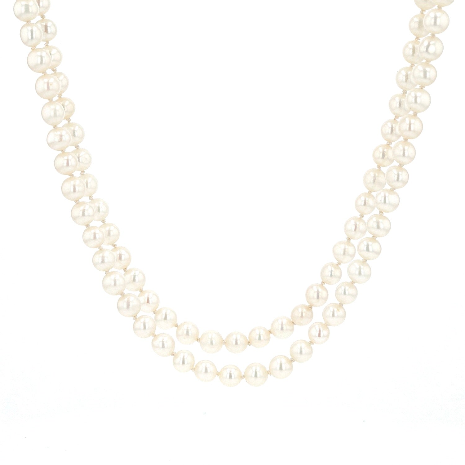 Endloskette mit Akoya-Zuchtperlen, hängend frontal