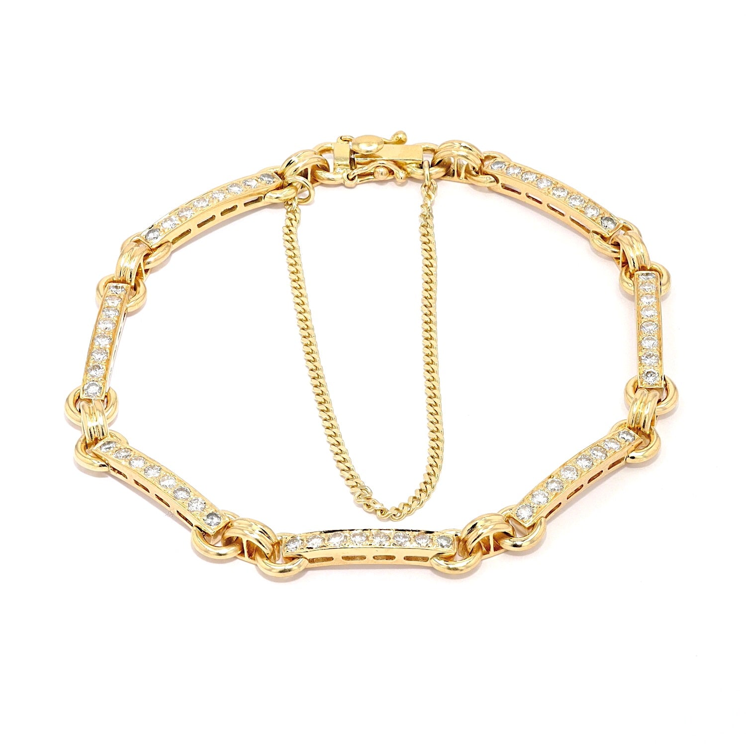 Armband in 750er Gelbgold mit ca. 1,4 ct Brillanten, liegend Draufsicht