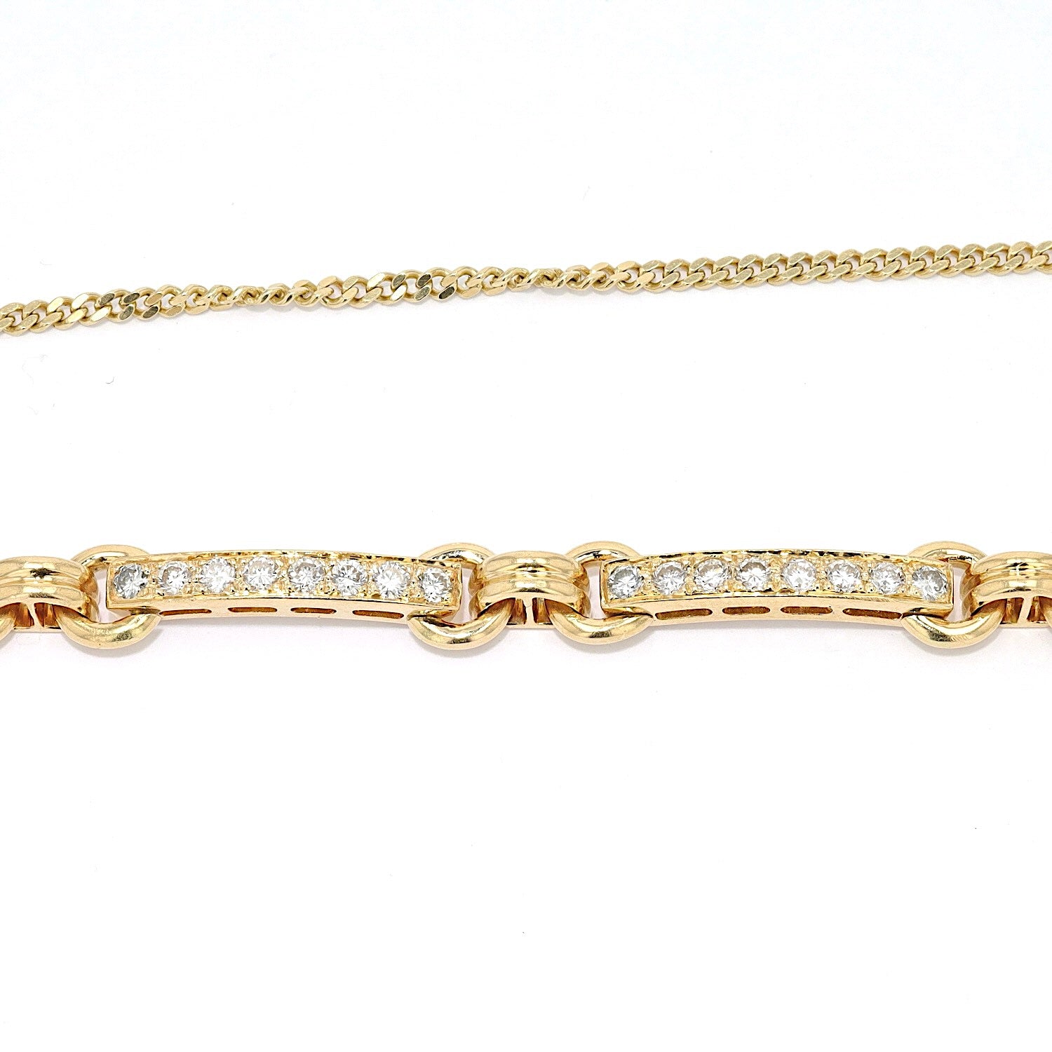 Armband in 750er Gelbgold mit ca. 1,4 ct Brillanten, liegend frontal Nahaufnahme