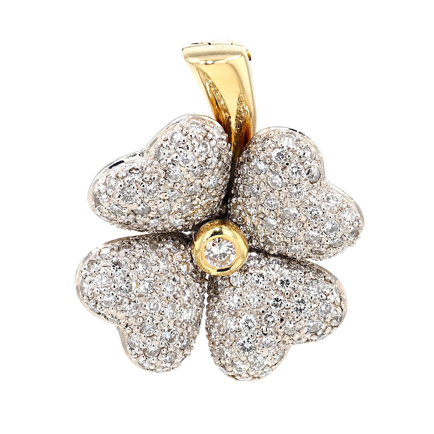 Anhänger in 750 Bicolor Gold mit Brillanten, hängend frontal