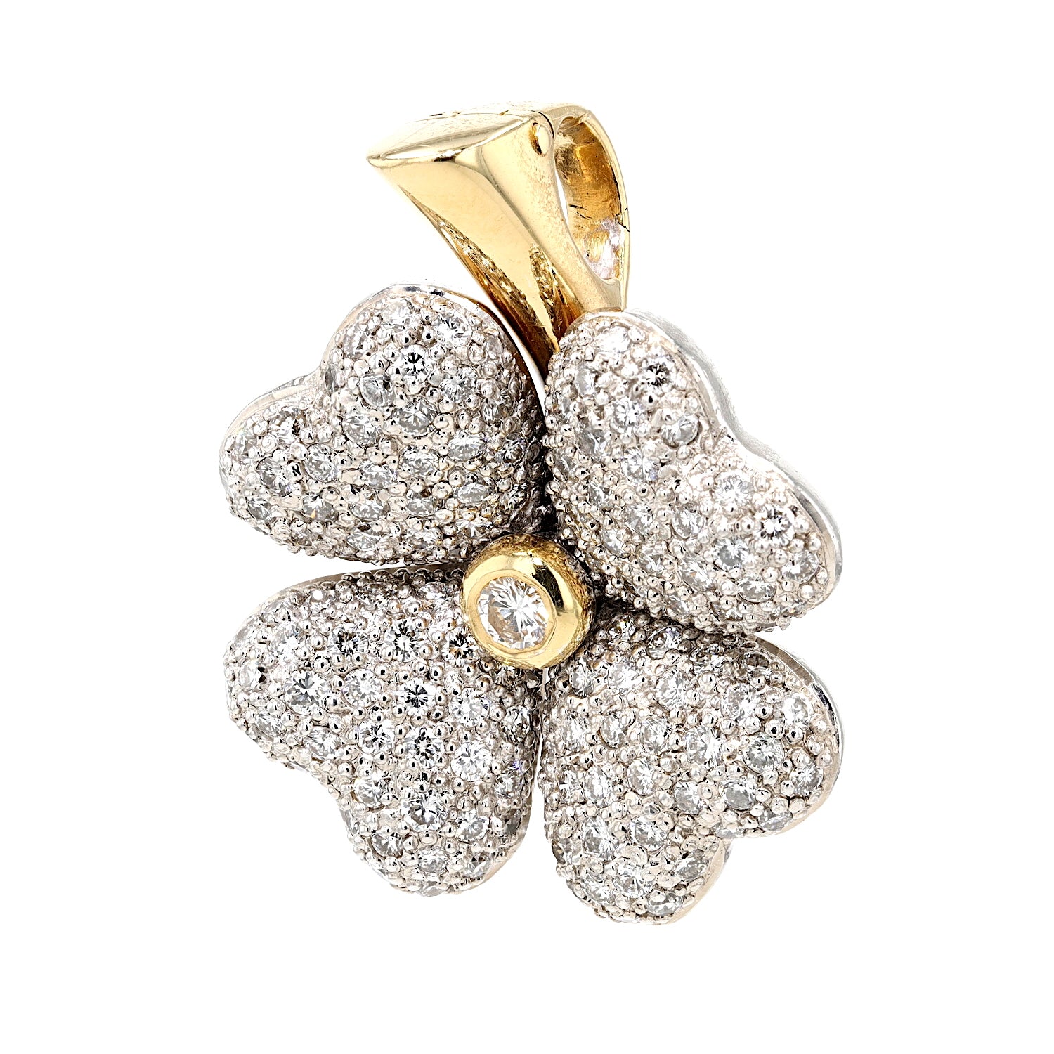 Anhänger in 750 Bicolor Gold mit Brillanten, hängend links gedreht