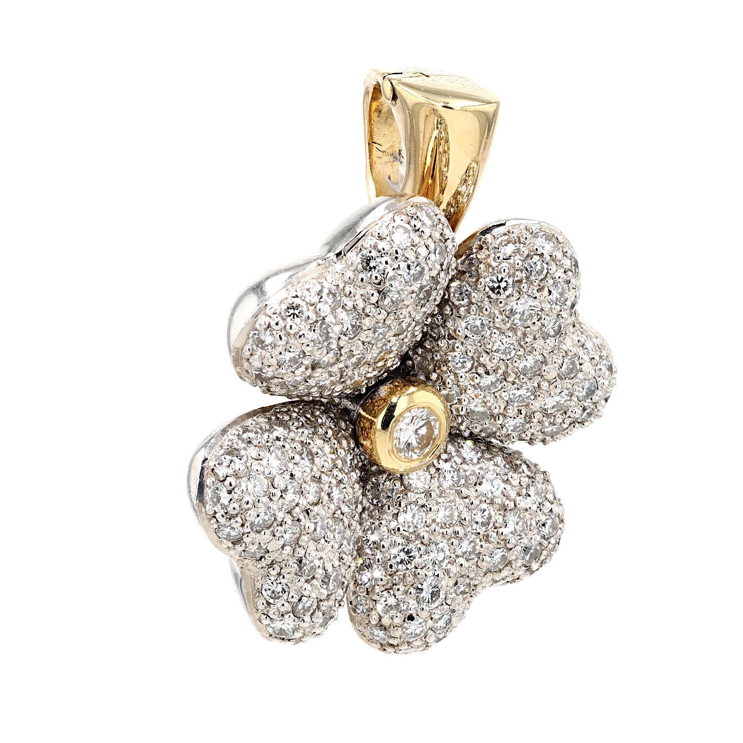 Anhänger in 750 Bicolor Gold mit Brillanten, hängend rechts gedreht