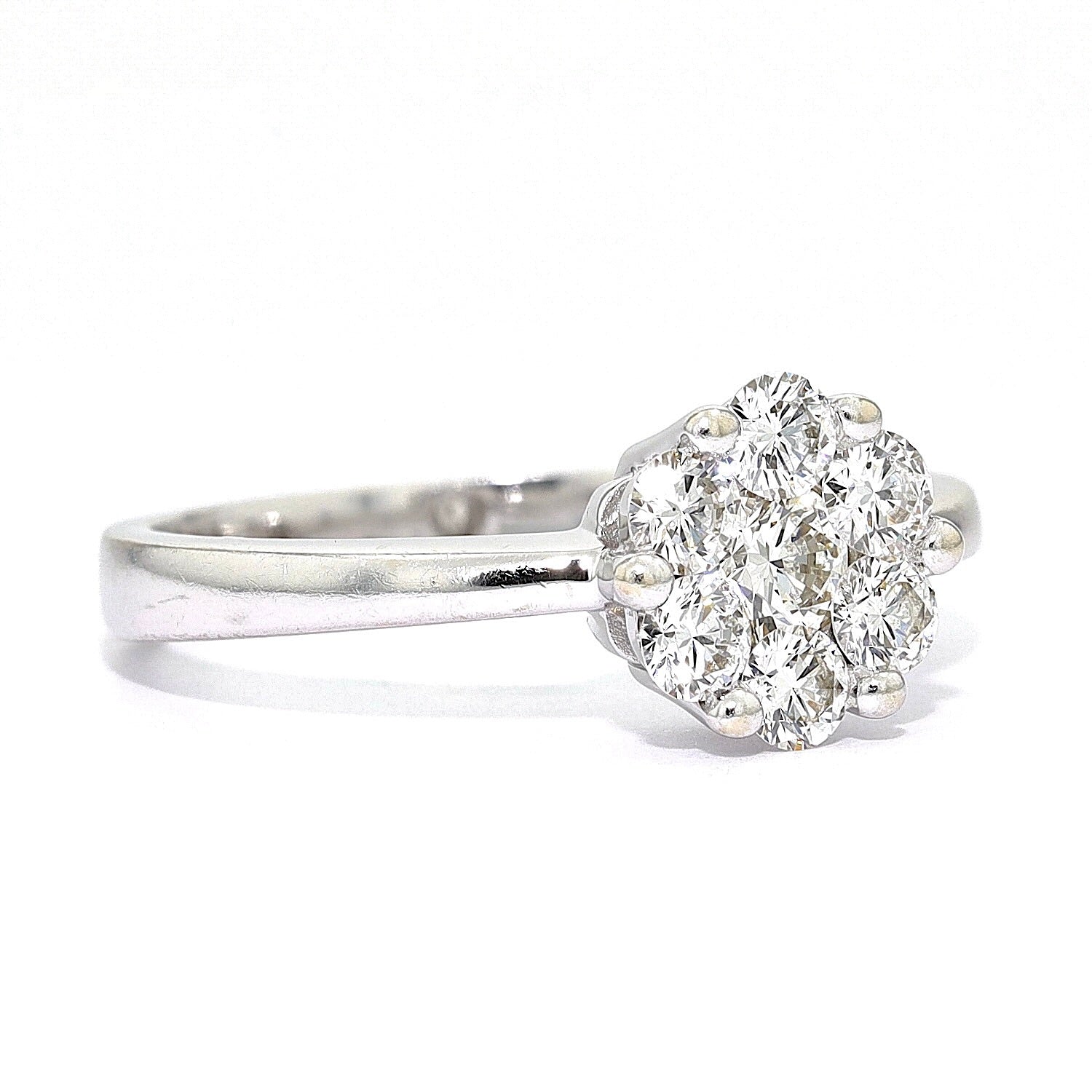 Christ Ring in 585er Weißgold mit Brillanten, liegend rechts gedreht