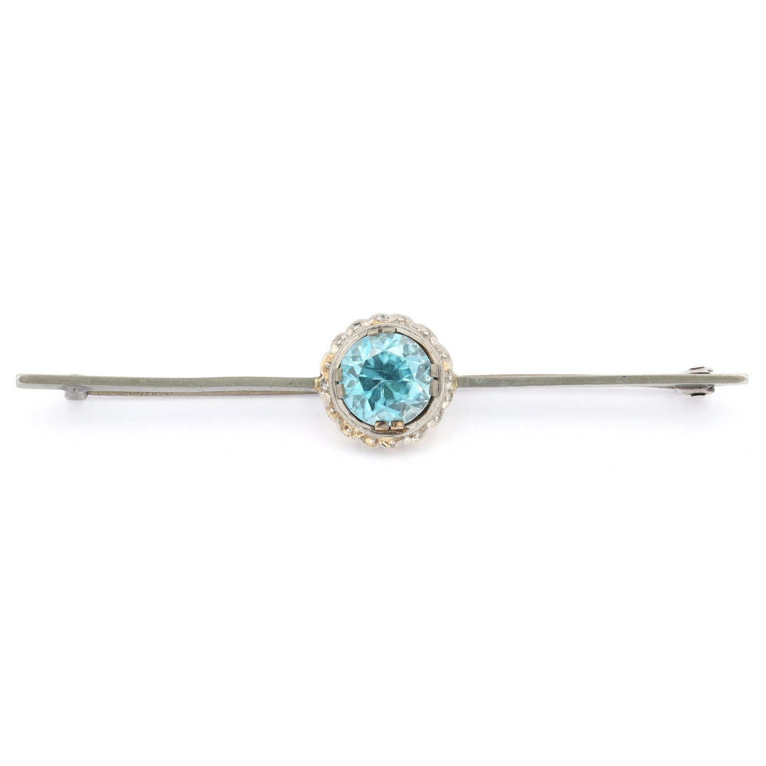 Nadel aus Metall, Gold,Platin und ein natürlicher Zirkon, liegend frontal