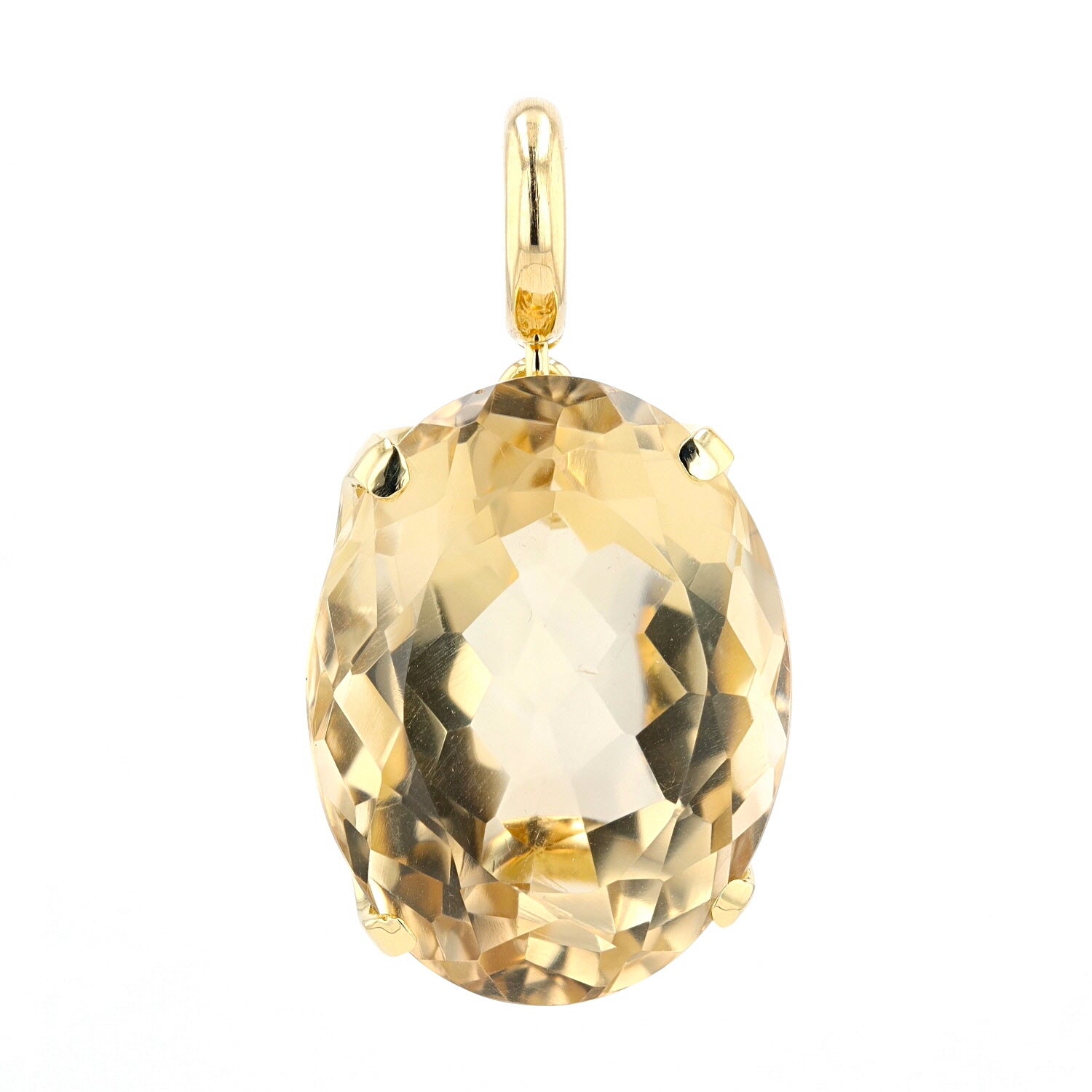 Anhänger in 750 Gelbgold mit einem großen Citrin, hängend frontal