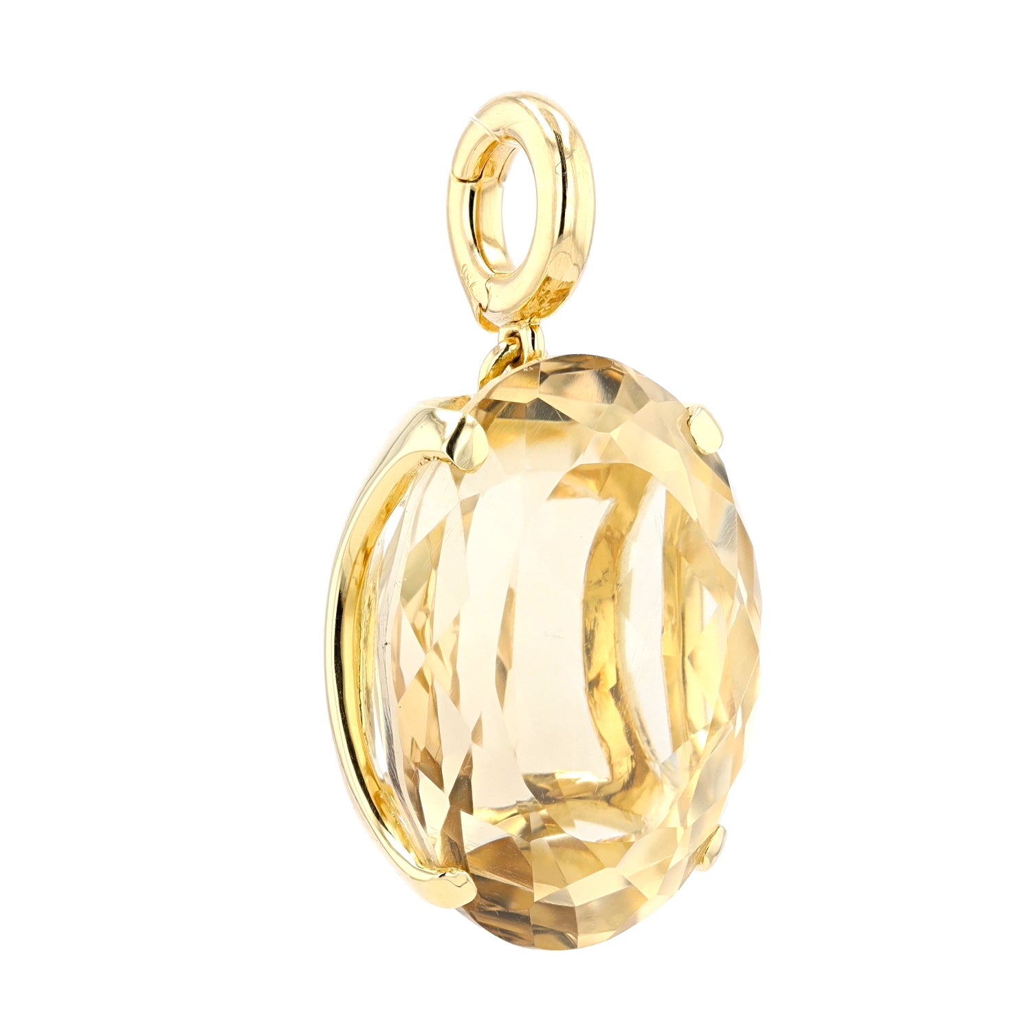 Anhänger in 750 Gelbgold mit einem großen Citrin, hängend rechts gedreht