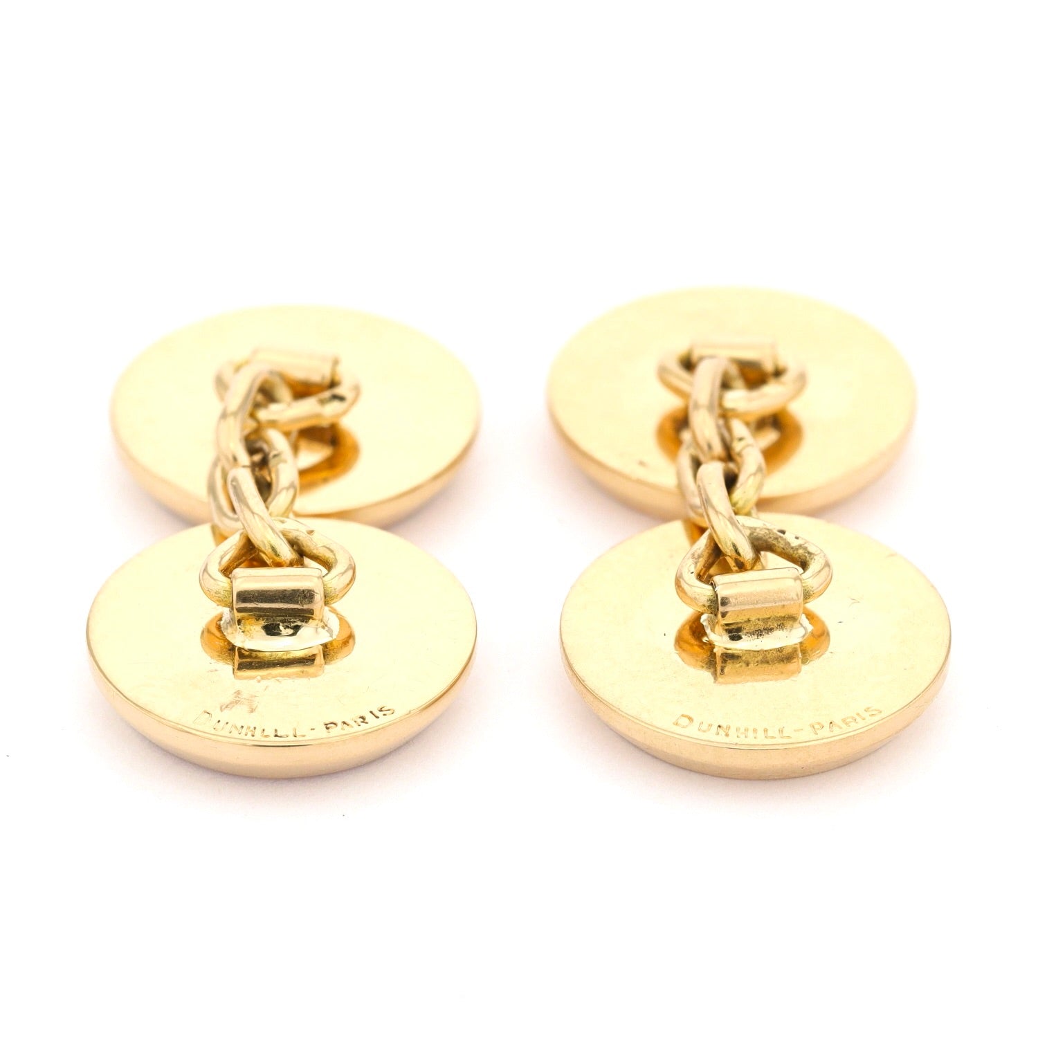 Manschettenknöpfe aus 750er Gelbgold mit Lapis lazuli, liegend Rückseite