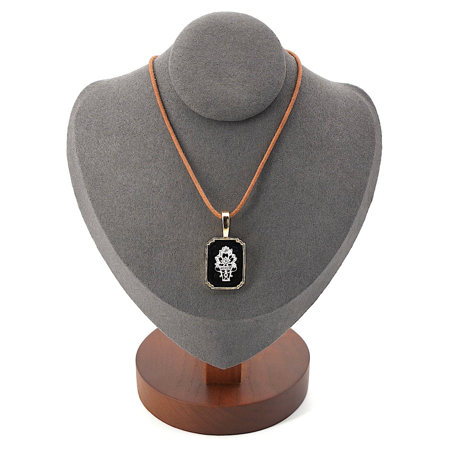 Anhänger in 585er Gelbgold mit Onyx und Diamanten, an der Büste