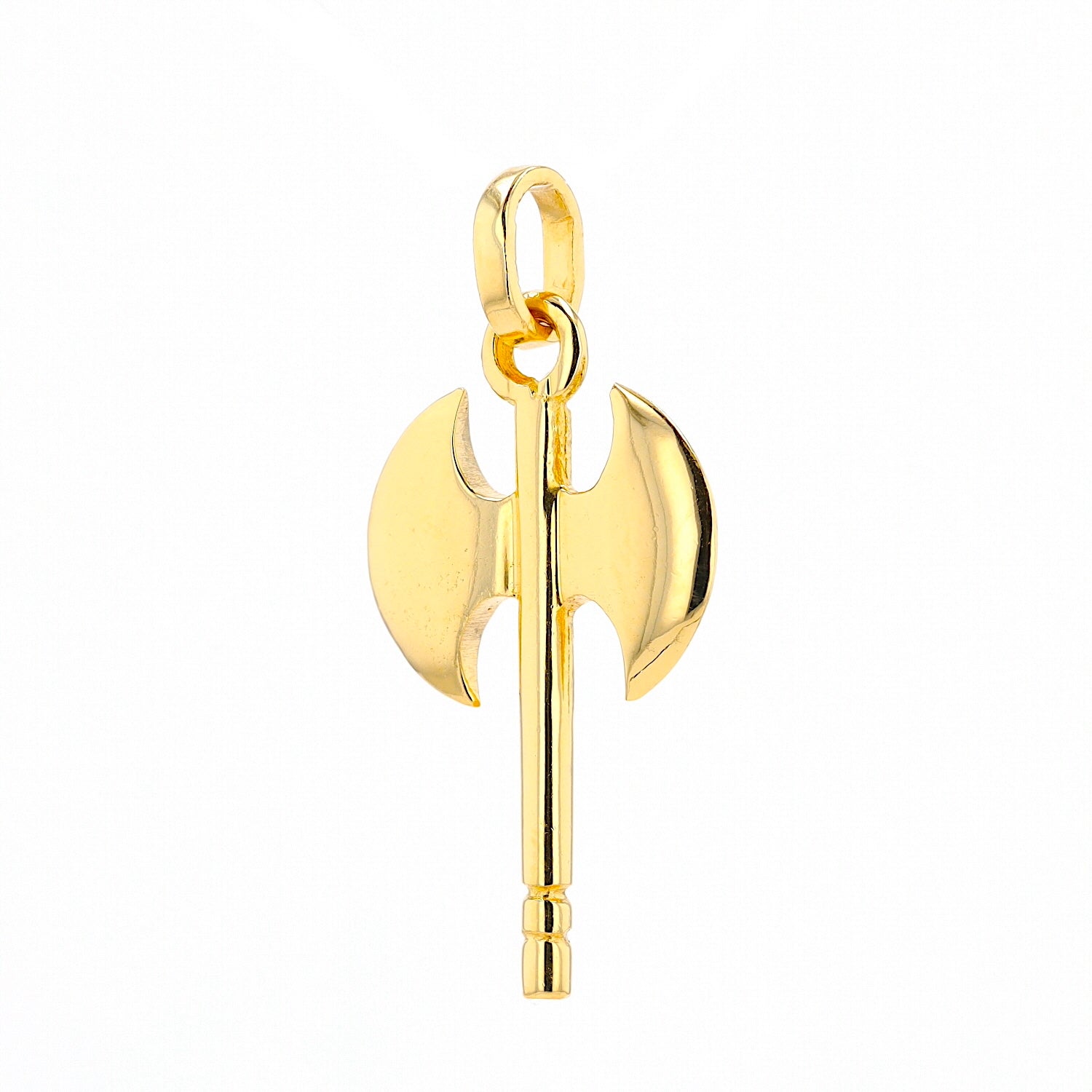 Anhänger Streitaxt in 750 Gelbgold, hängend links gedreht