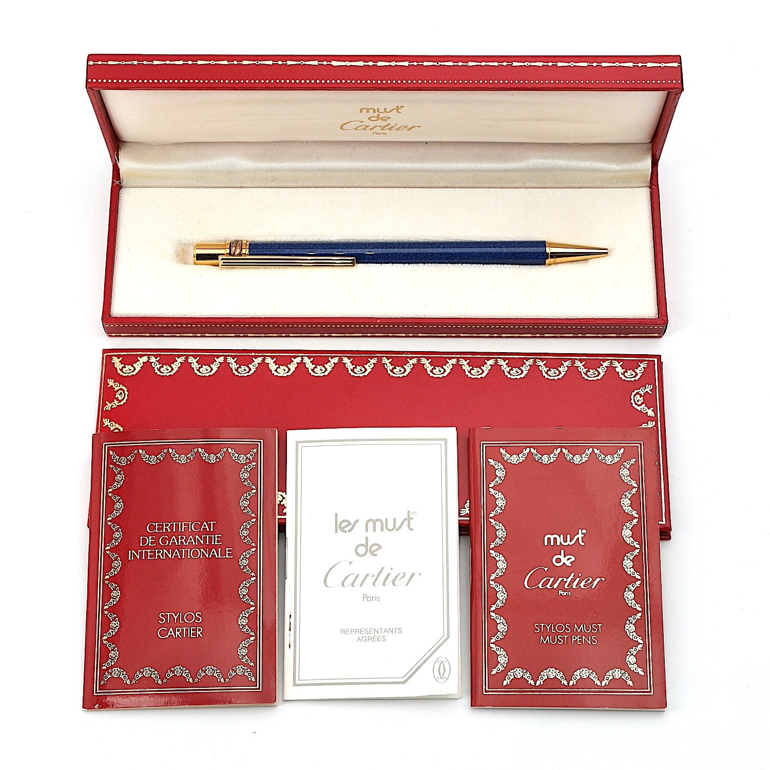Kugelschreiber mit Drehmechanik von Cartier, Must de Cartier Trinity, Set mit Box und Papieren