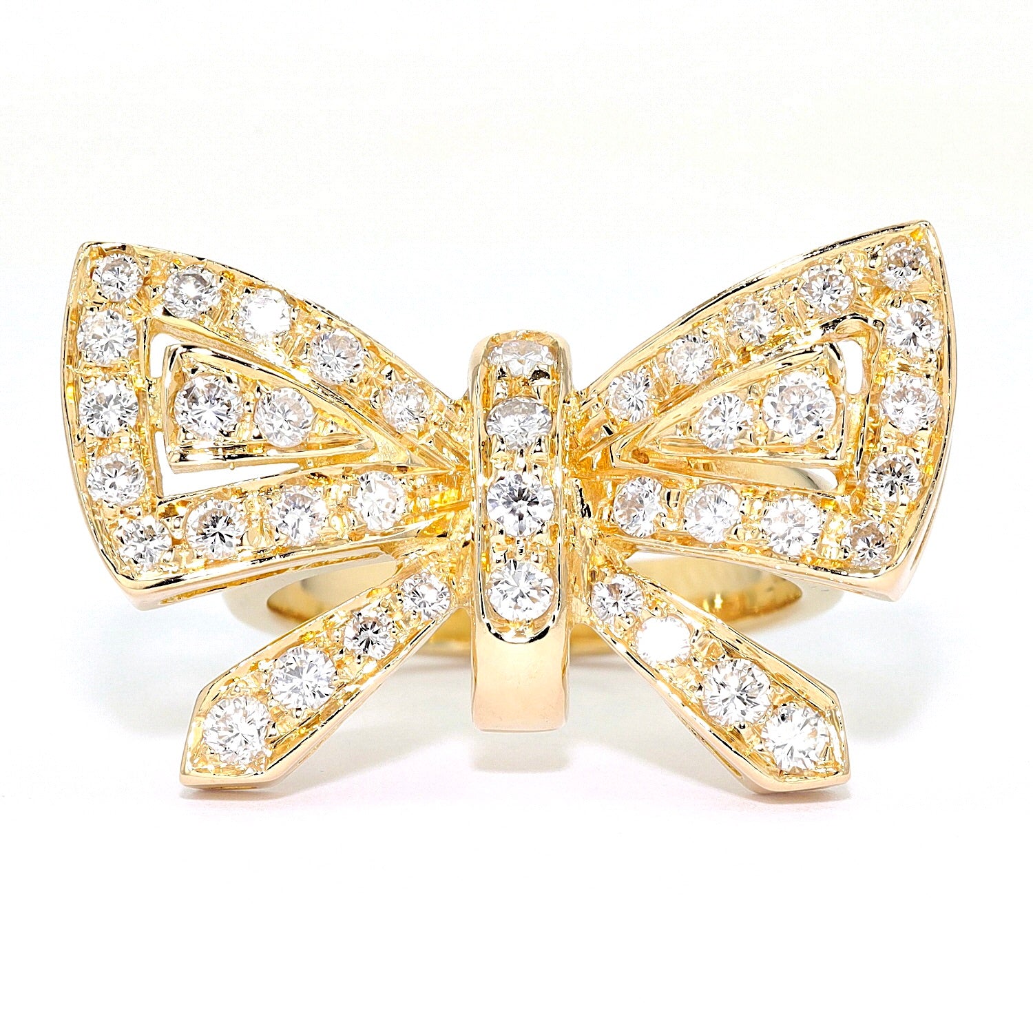 Ring in 750er Gelbgold mit ingesamt ca. 1 ct Brillanten, liegend frontal