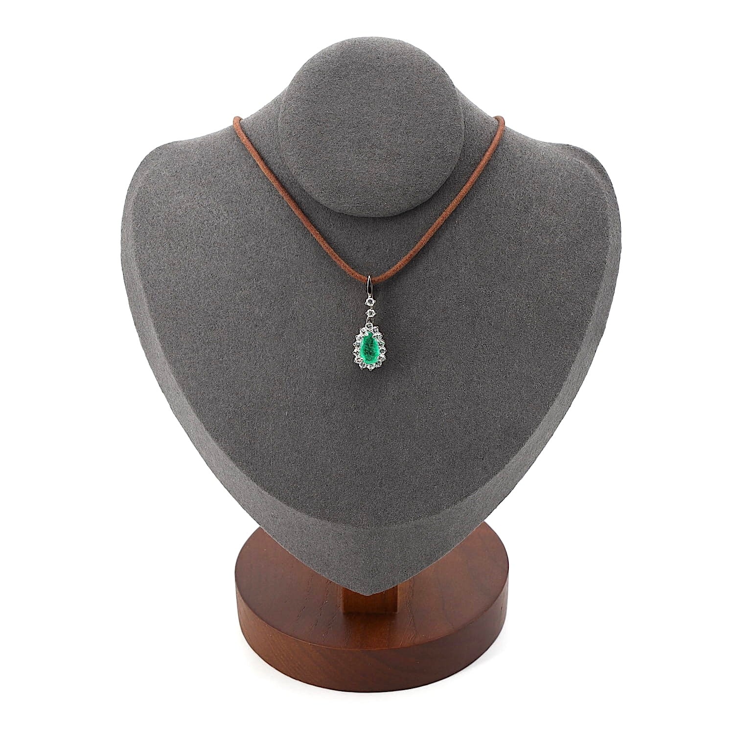 Anhänger in 750er Weißgold mit einem Smaragd und Brillanten