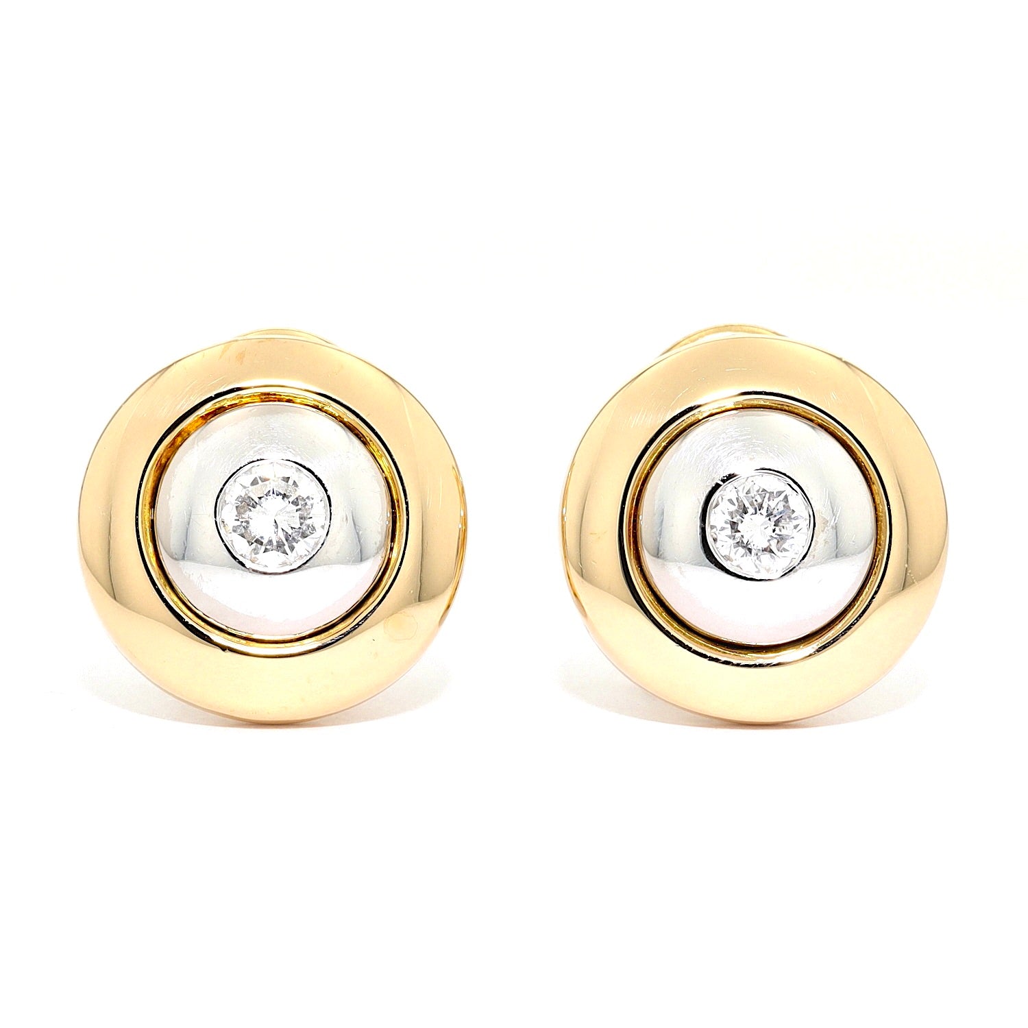 1 Paar Ohrstecker in 750er Gold Bicolor mit je einem Brillanten, liegend frontal