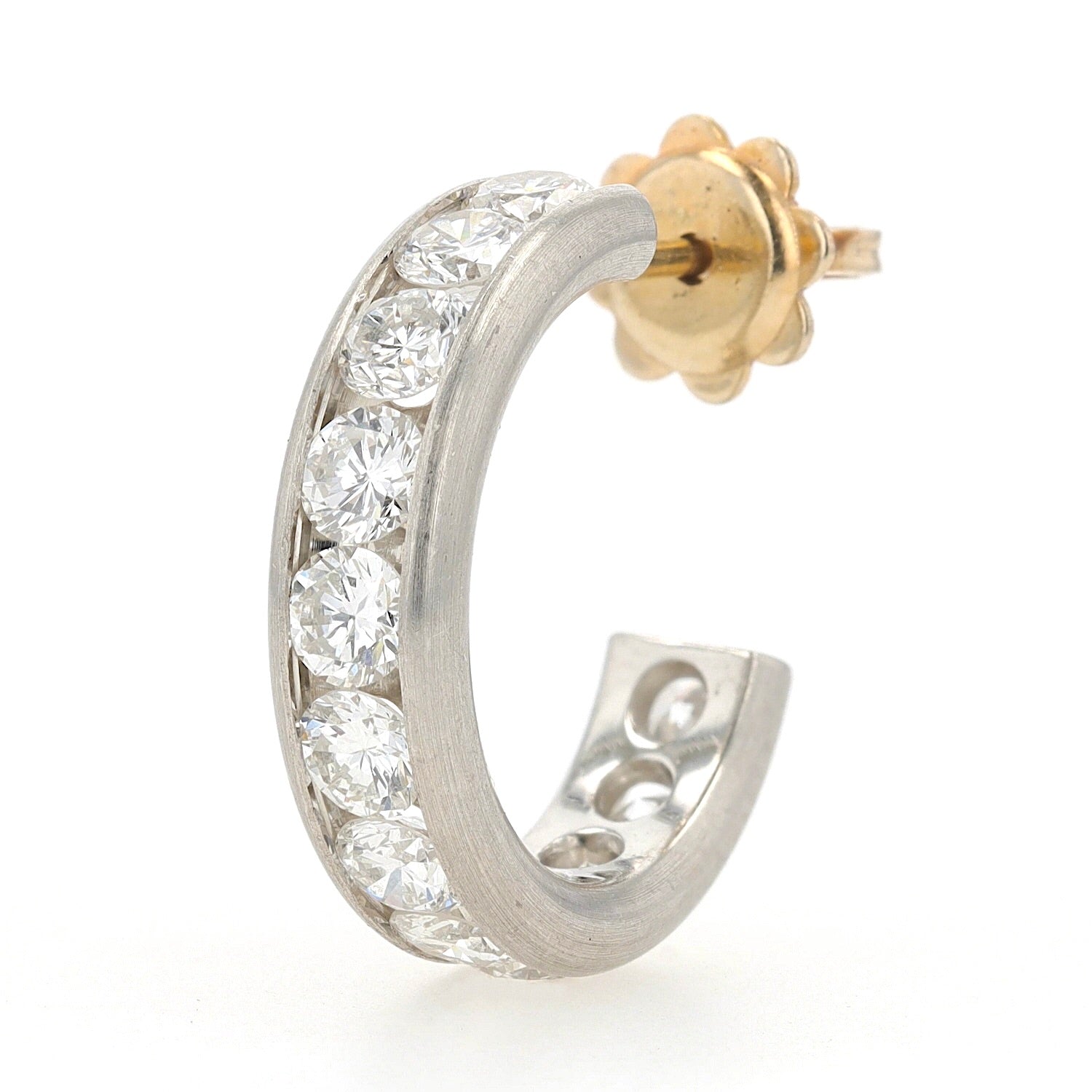 1 Paar Vintage Kreolen aus 950er Platin mit gesamt ca. 3,3 ct Brillanten, stehend inks gedreht