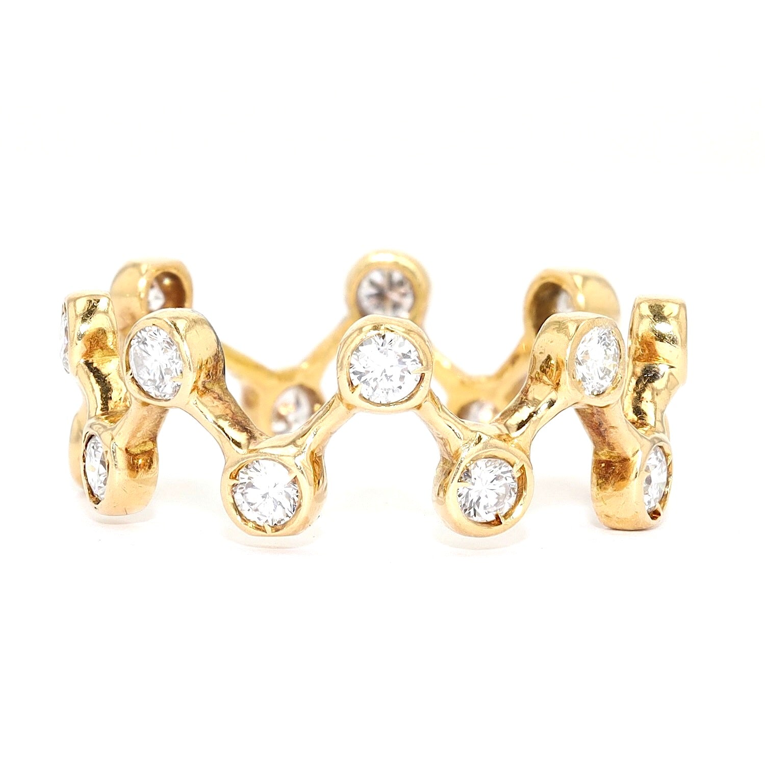 Ring in 750er Gelbgold mit Brillanten, liegend links gedreht