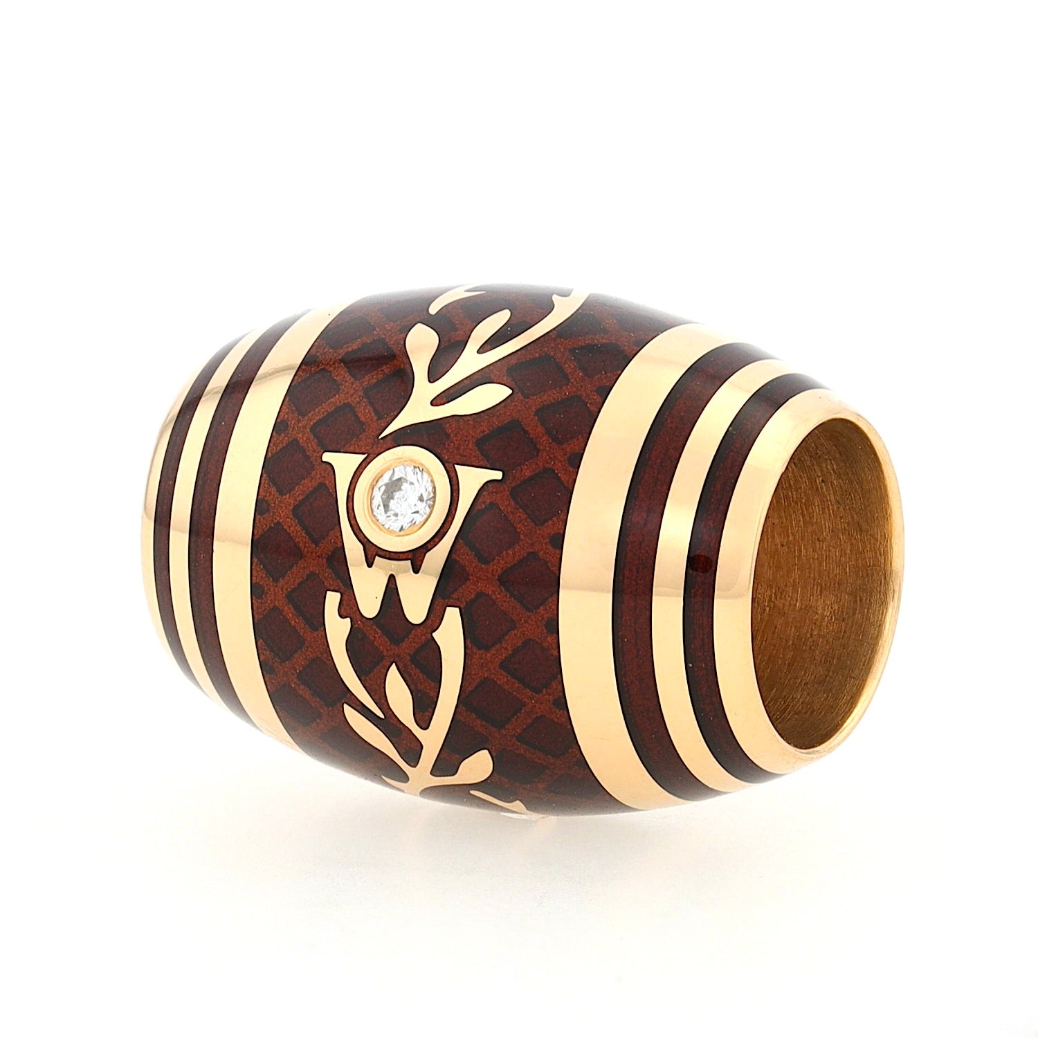 Wellendorff Ronde / Anhänger in 750er Gelbgold mit einem Brillanten und Emaille, liegend links gedreht