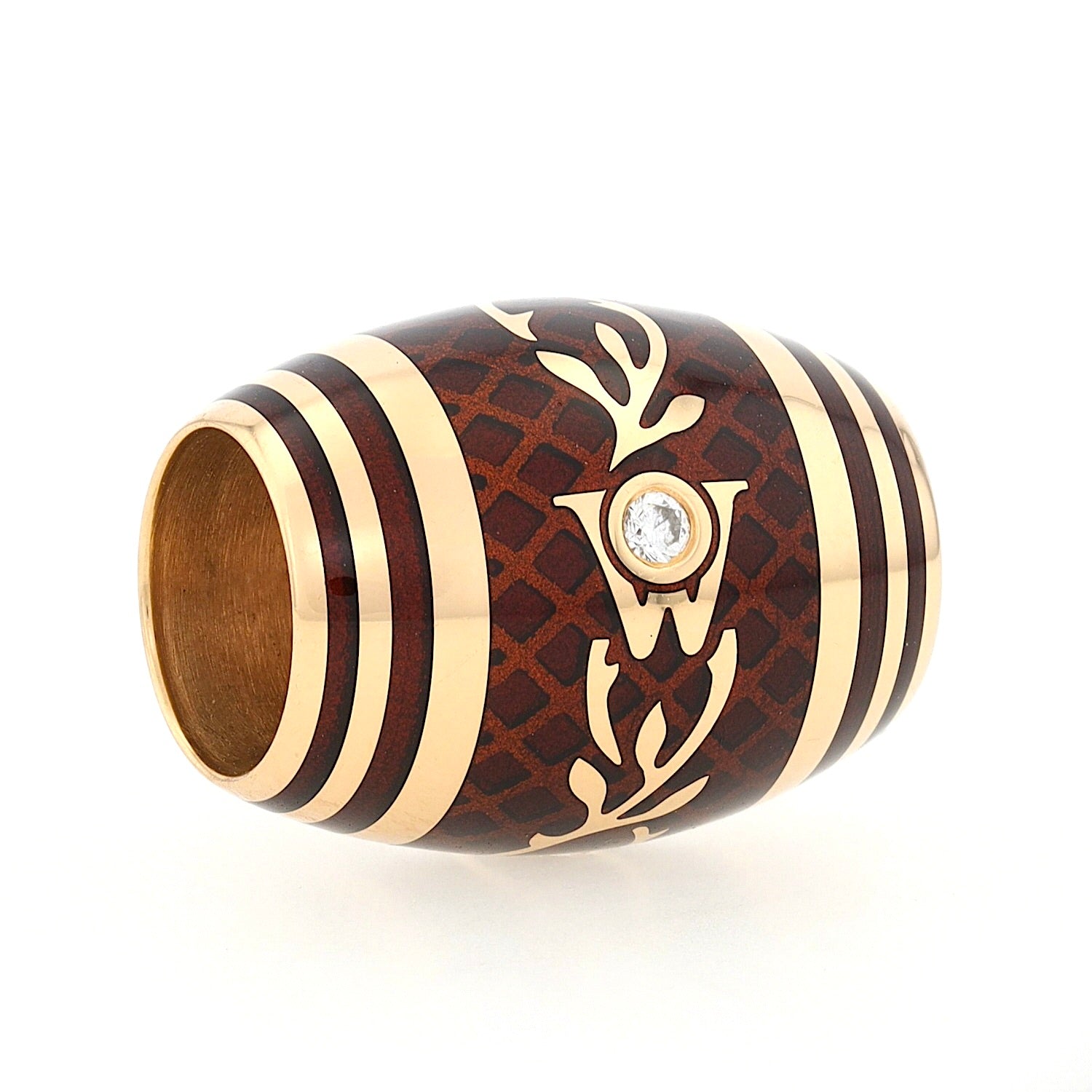 Wellendorff Ronde / Anhänger in 750er Gelbgold mit einem Brillanten und Emaille, liegend rechts gedreht