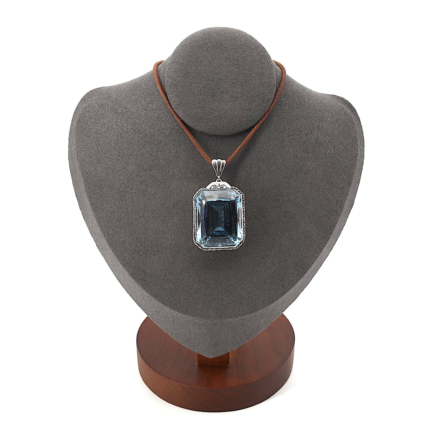 Anhänger in 585er Gelbgold und Platin mit einem großen blauen synthetischen Spinell, an der Büste