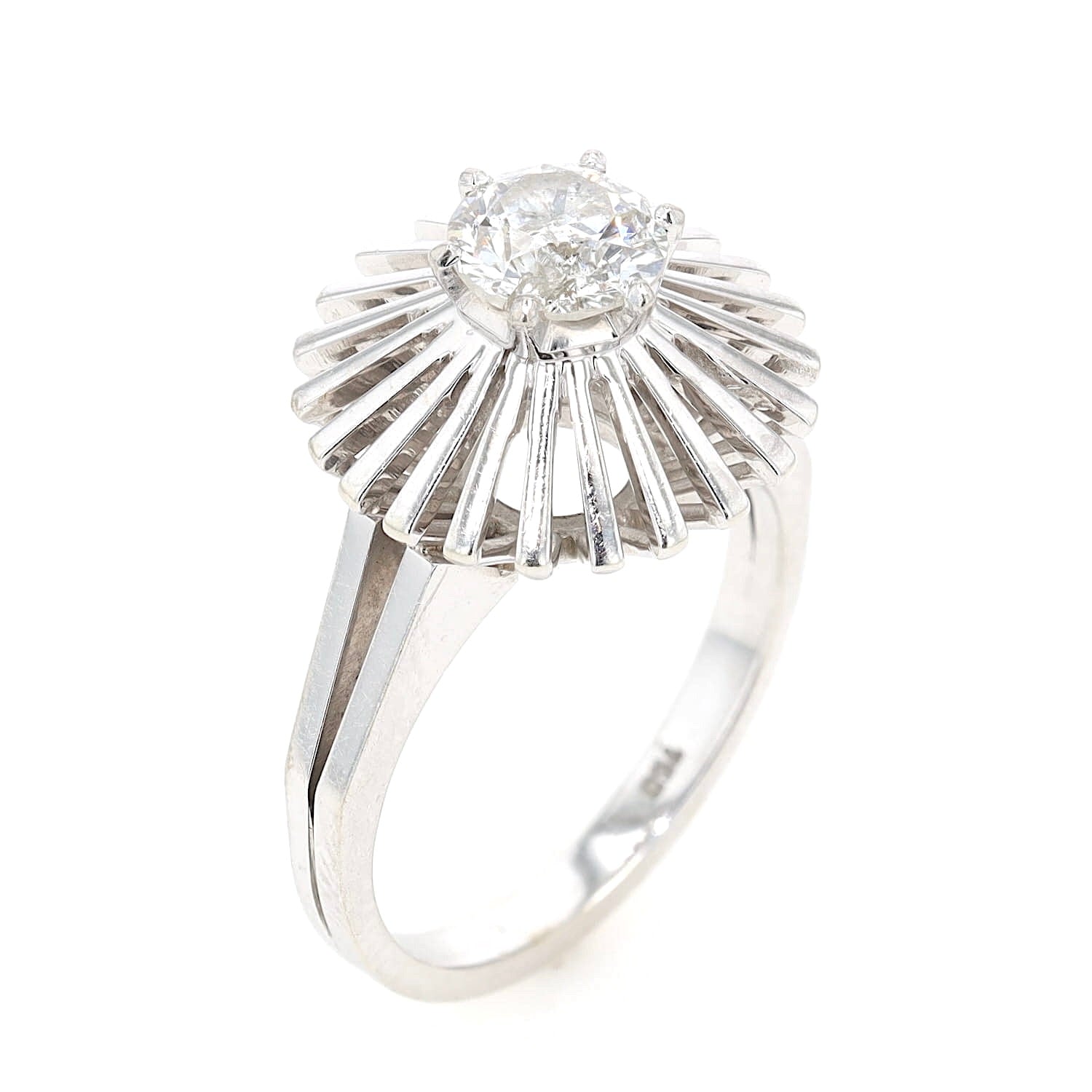 Vintage Ring in 750er Weißgold mit einem Brillanten ca. 0,80 ct, stehend