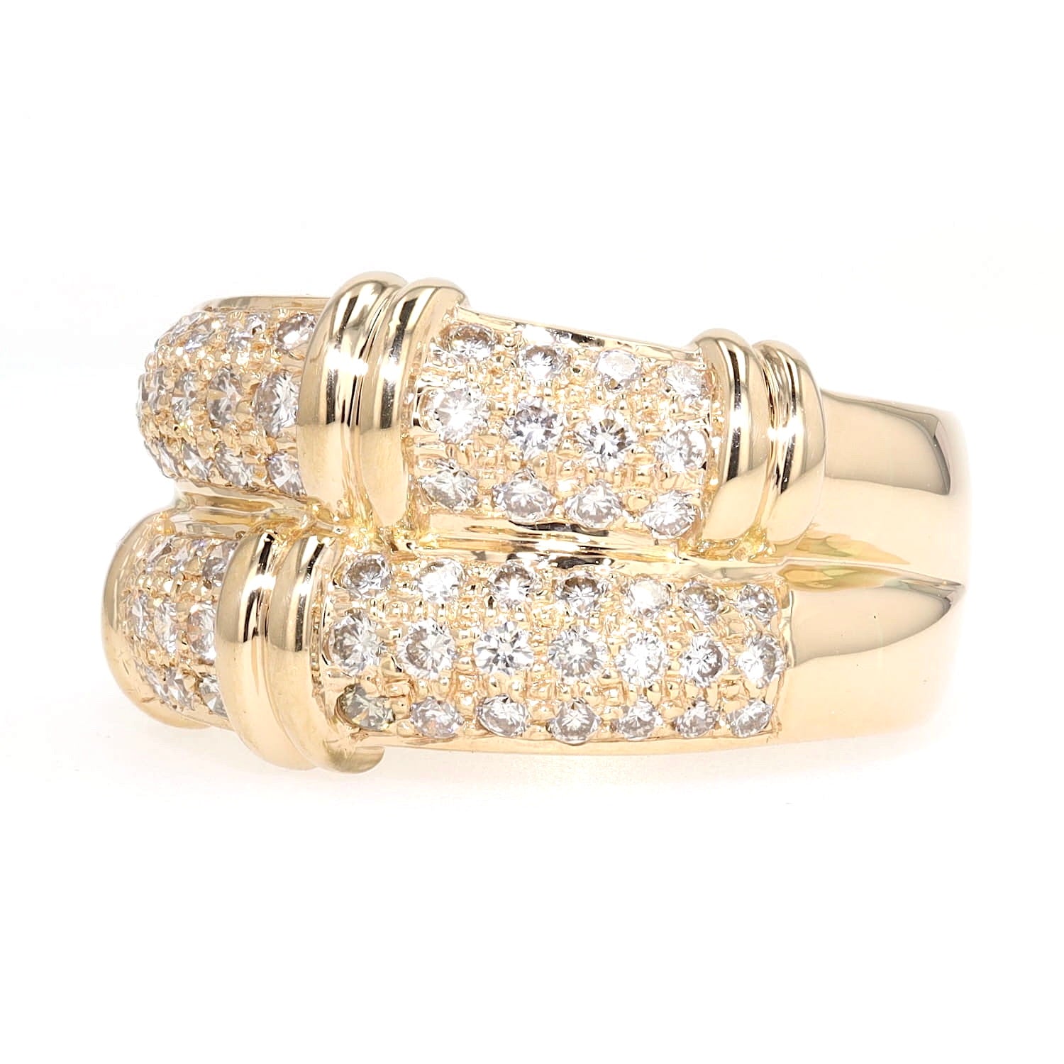 Ring in 750er Gelbgold mit Brillanten, liegend links gedreht