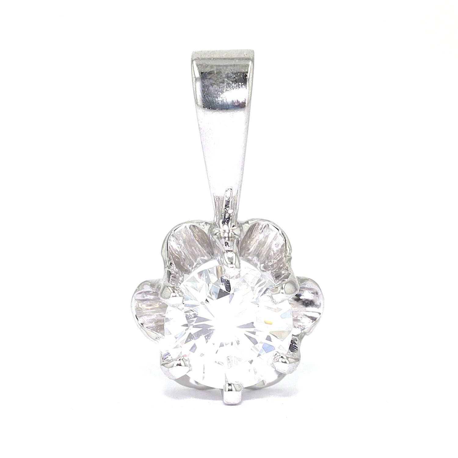 Vintage Anhänger in 585er Weißgold mit einem Brillanten ca. 0,30 ct, hängend frontal
