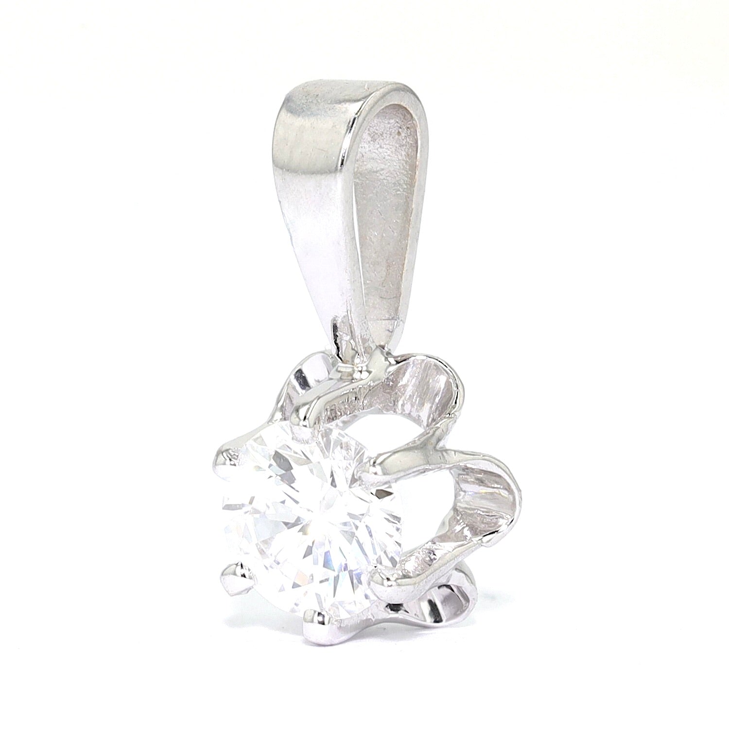 Vintage Anhänger in 585er Weißgold mit einem Brillanten ca. 0,30 ct, hängend links gedreht