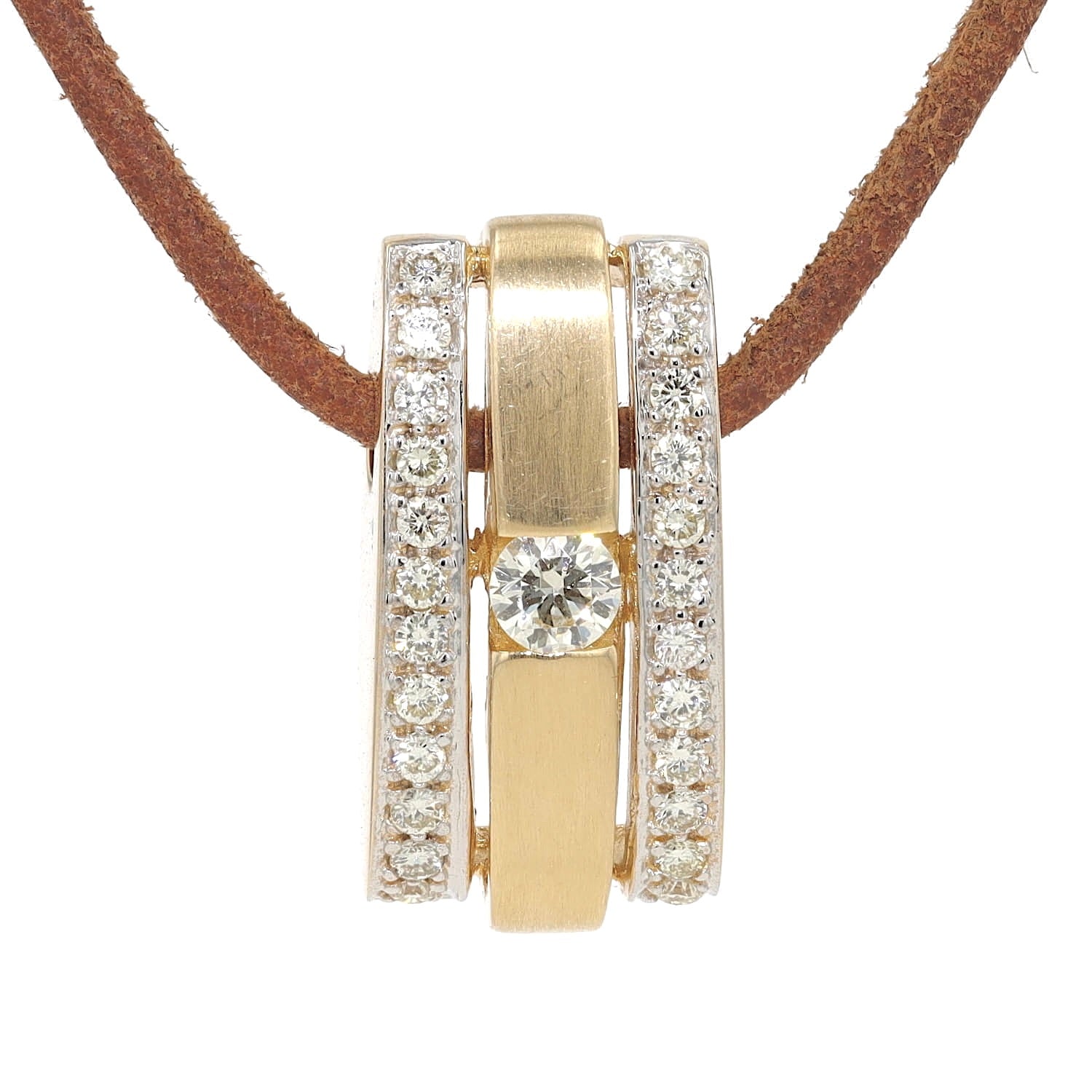 Anhänger in 585er Gelbgold mit Brillanten, hängend frontal