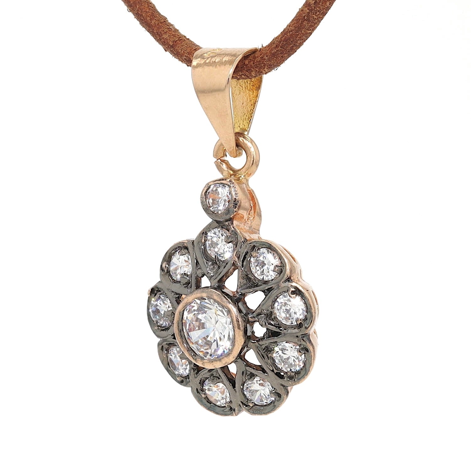 Anhänger in 585er Roségold mit Cubic Zirkonia, hängend links gedreht