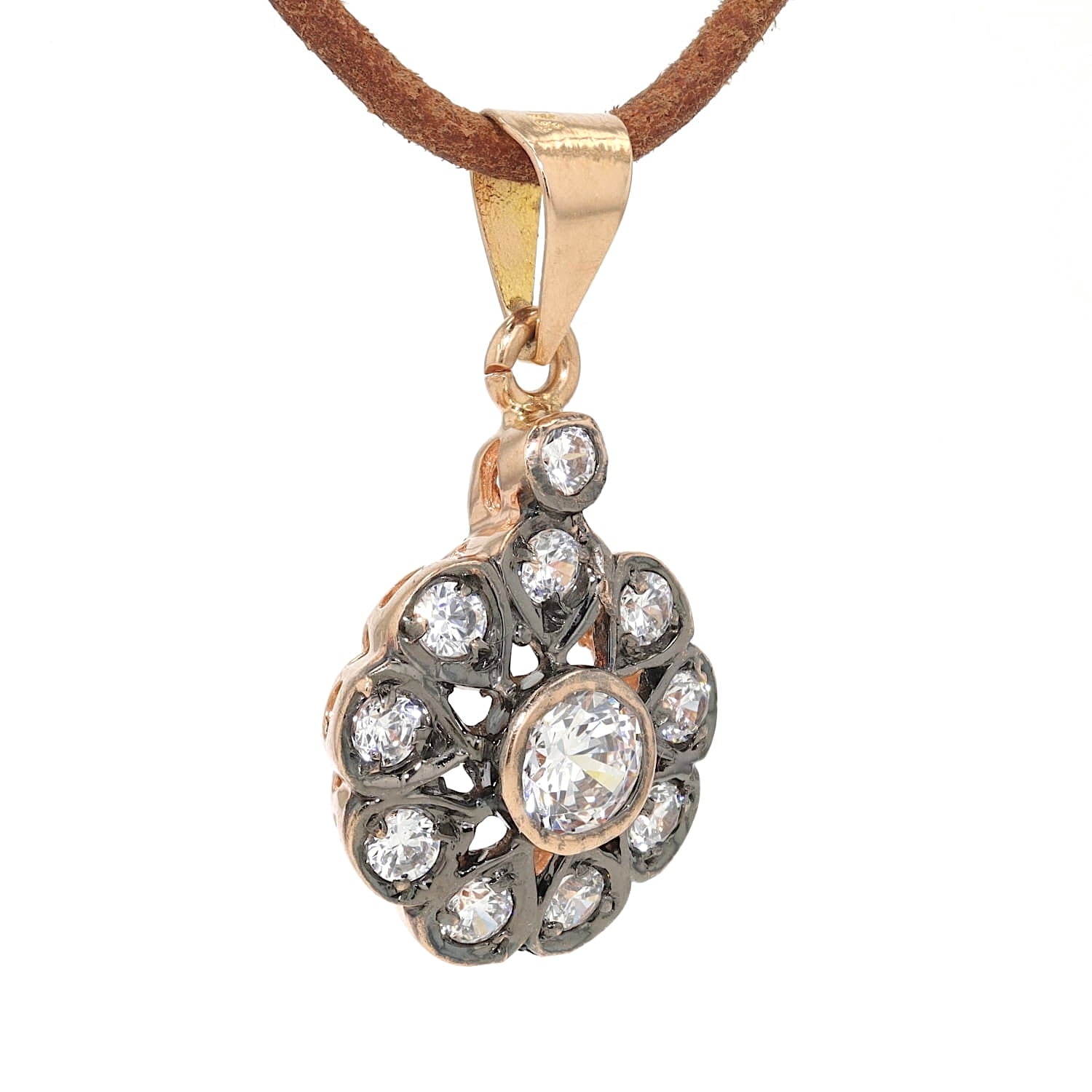 Anhänger in 585er Roségold mit Cubic Zirkonia, hängend rechts gedreht