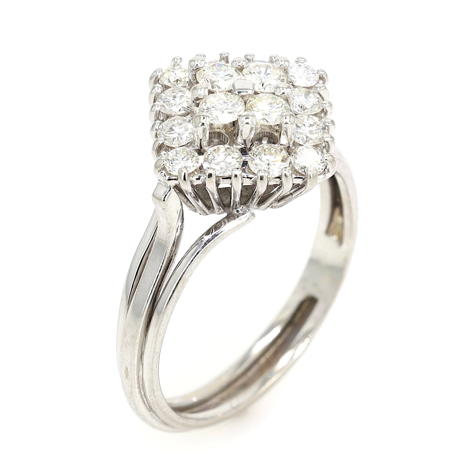 Vintage Ring in 750er Weißgold mit Brillanten, stehend