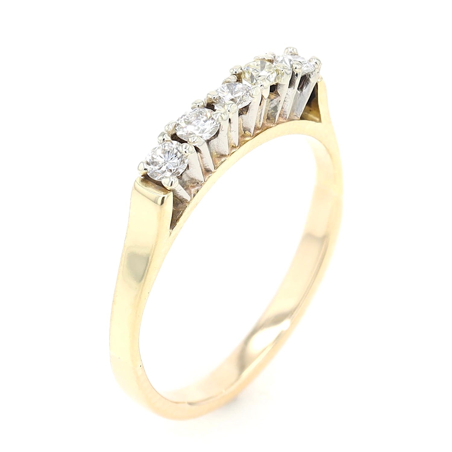 Ring in 585er Gelb- und Weißgold mit Brillanten, stehend