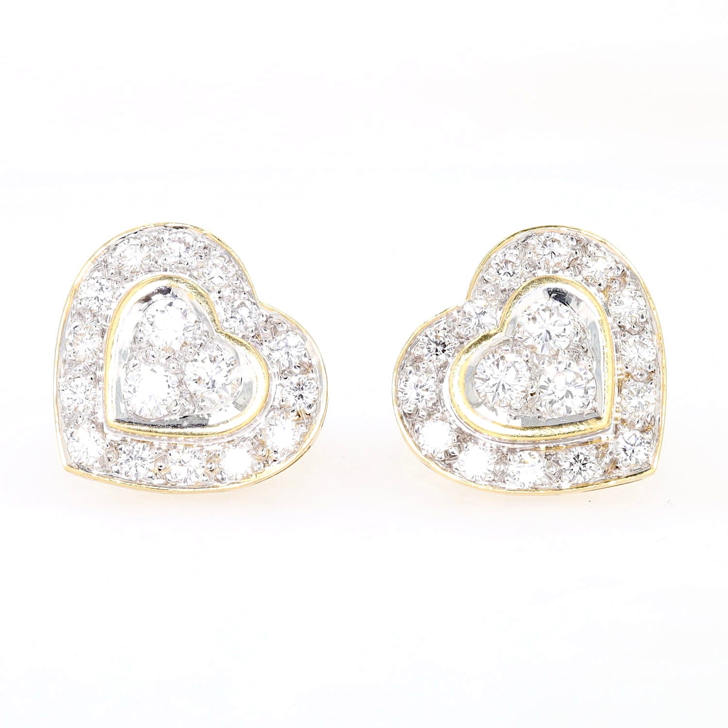 Paar Ohrstecker in 750er Gelbgold mit insgesamt ca. 1,3 ct Brillanten, liegend frontal